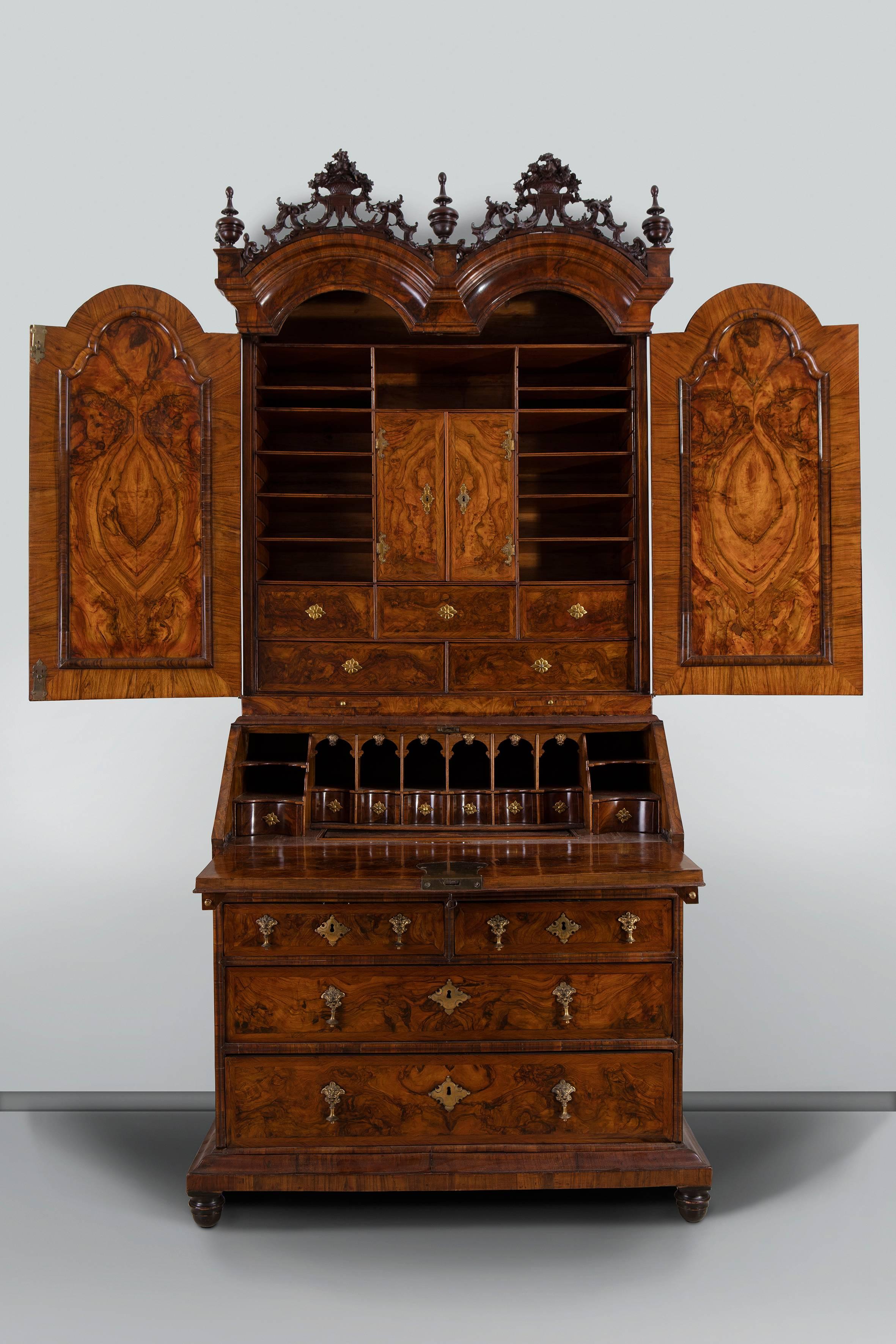 Louis XV North Italian Walnut Bureau Cabinet, Veneto, Second Quarter of the 18th Century For Sale