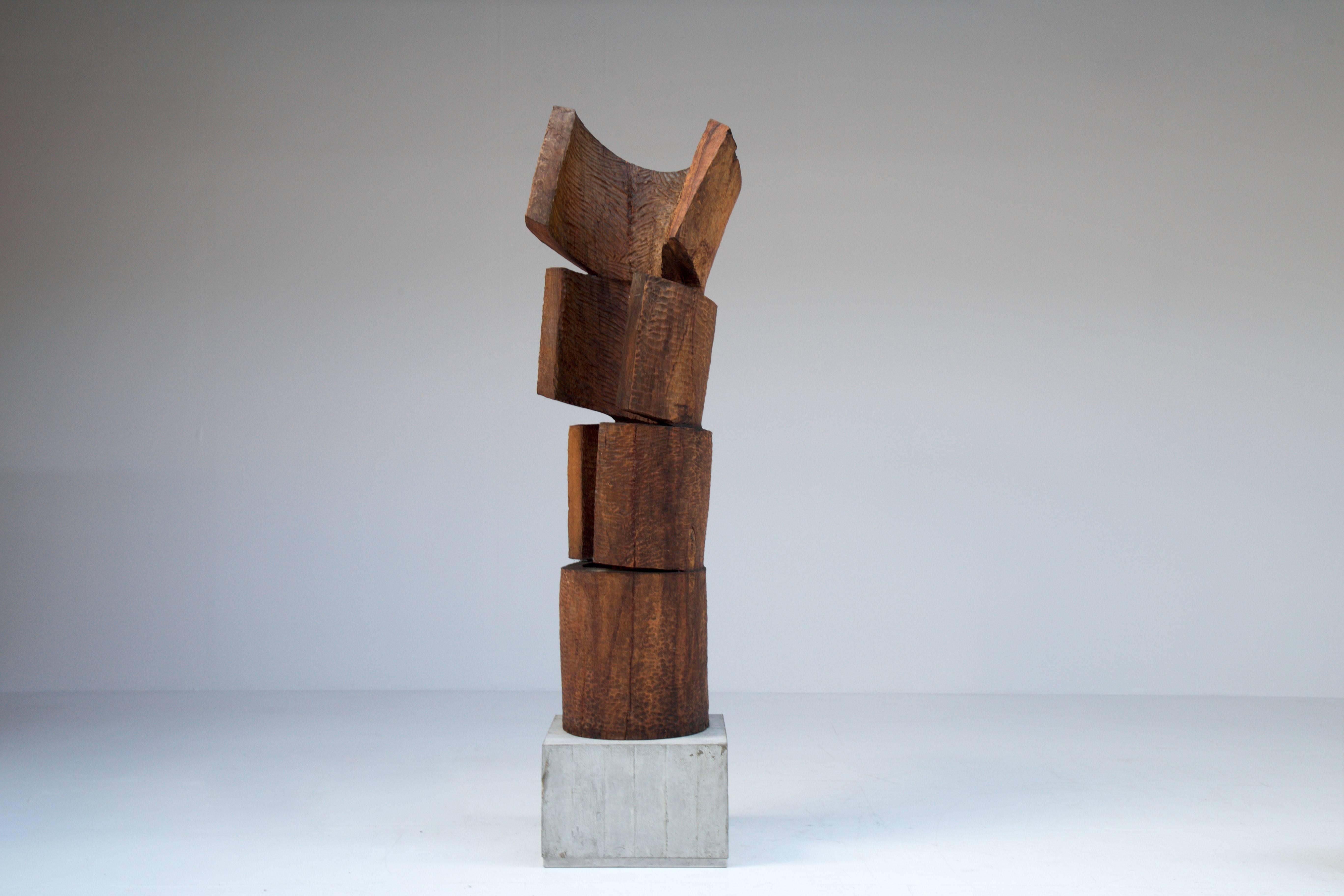 Fantastic sculpture by Belgian artist Xavier Martens, made in the 1980s in Brussels. The sculpture is made out of one single piece of wood.