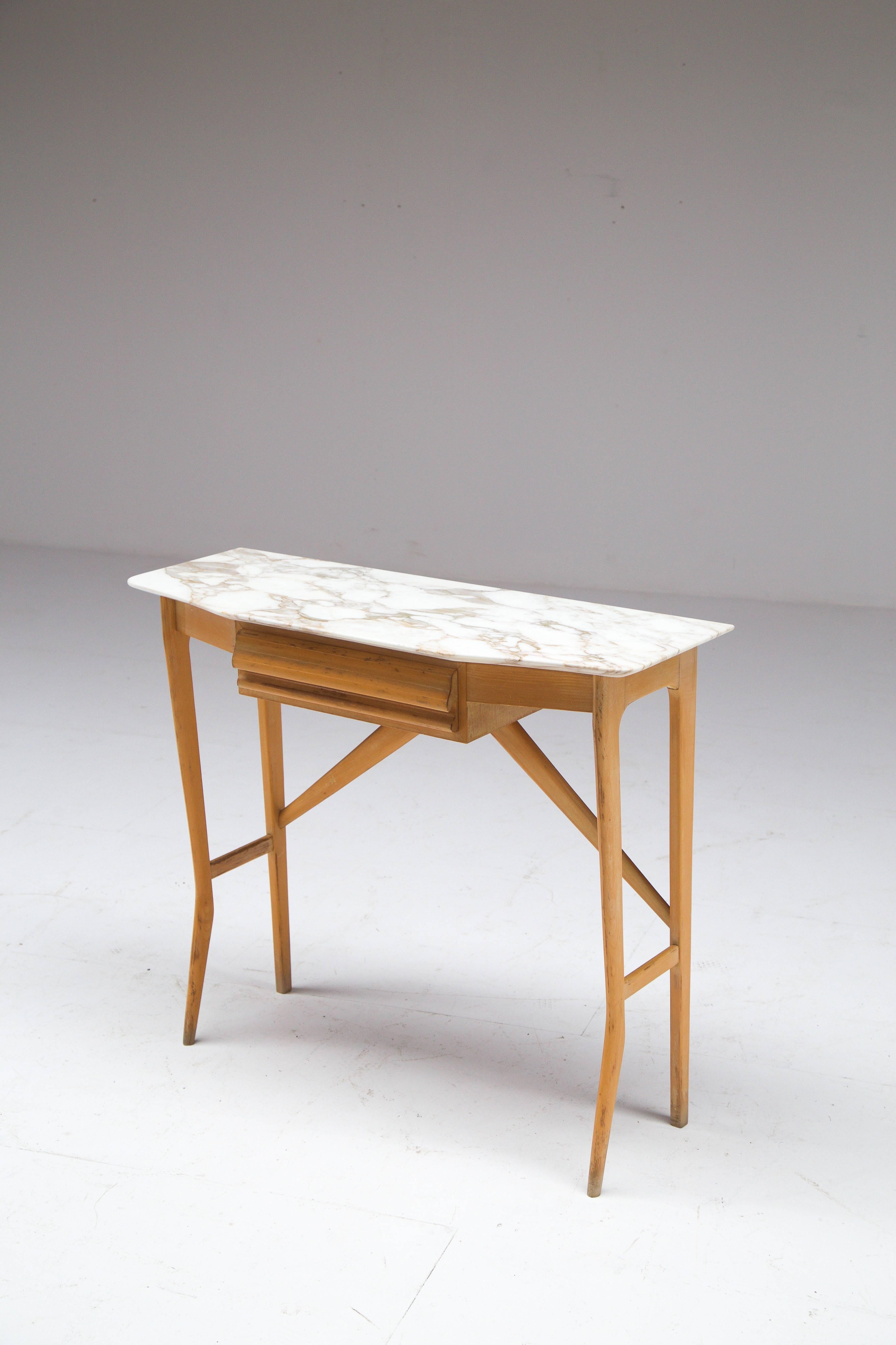 Mid-Century Modern Italian Console in White Marble