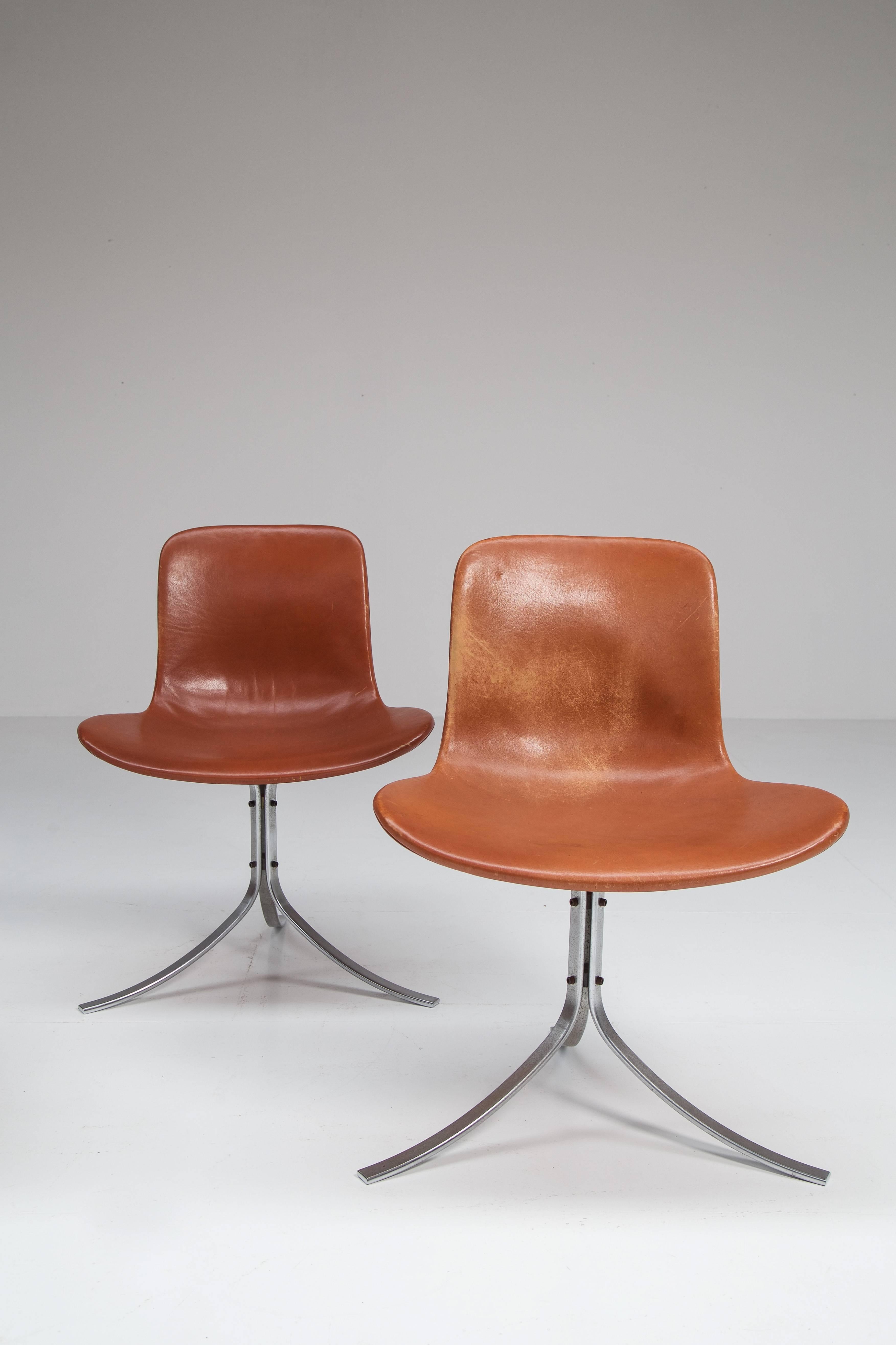 Mid-Century Modern Set of Six Poul Kjærholm PK9 Chairs For Sale