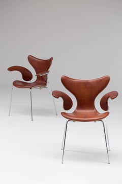 Pair of Leather Seagull Chairs