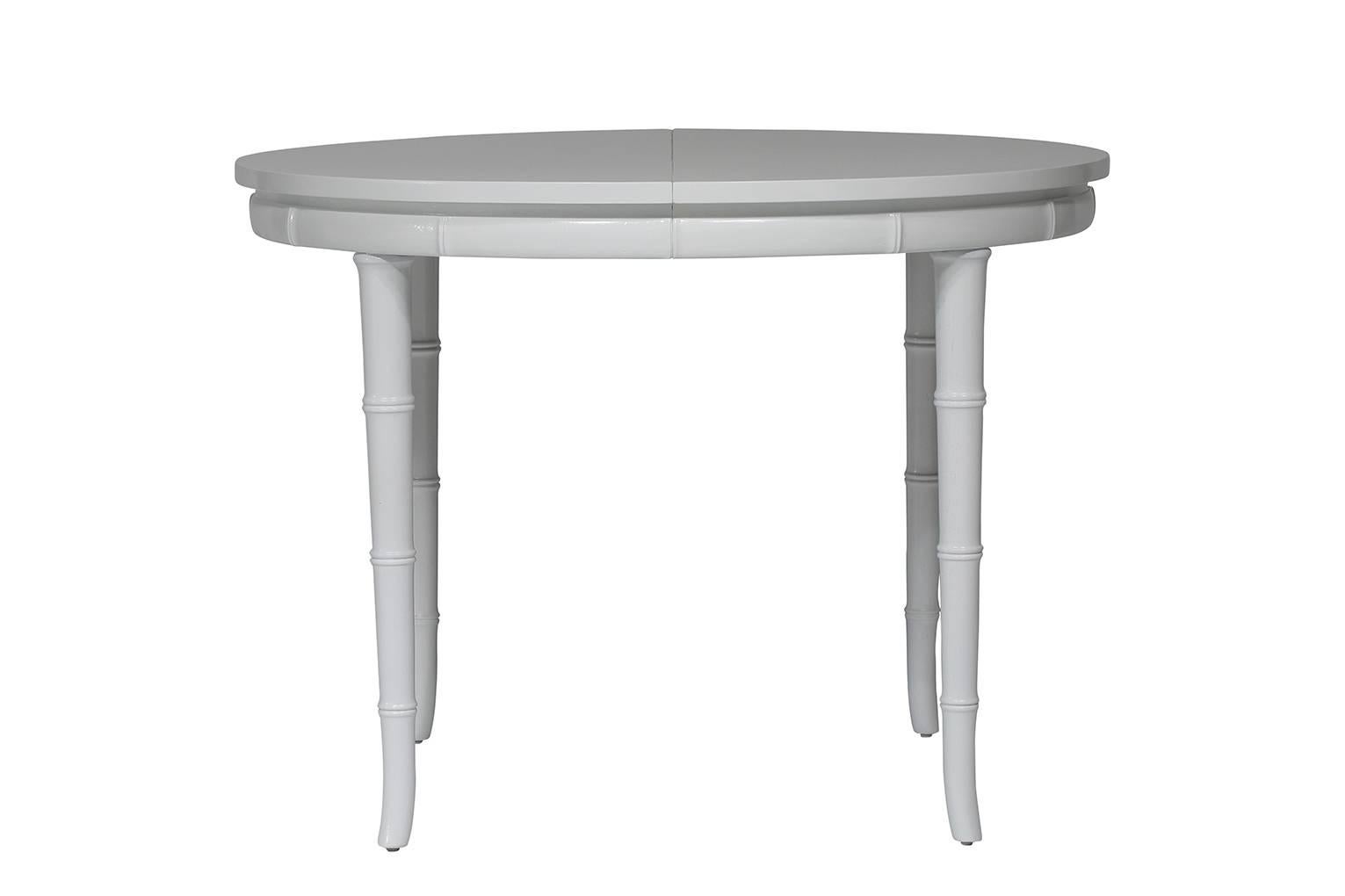 Vintage Henredon faux-bamboo dining table newly lacquered in white. The circle (39.5