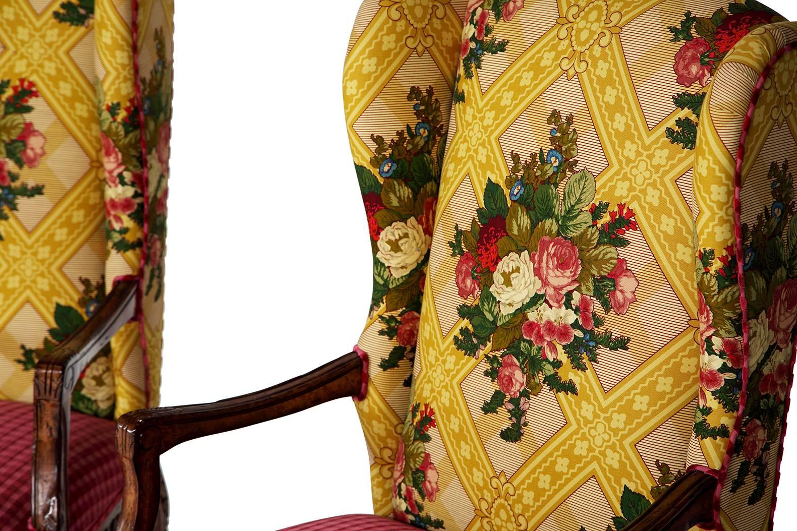 Custom Designer Armchairs with Pierre Frey Fabric For Sale 1