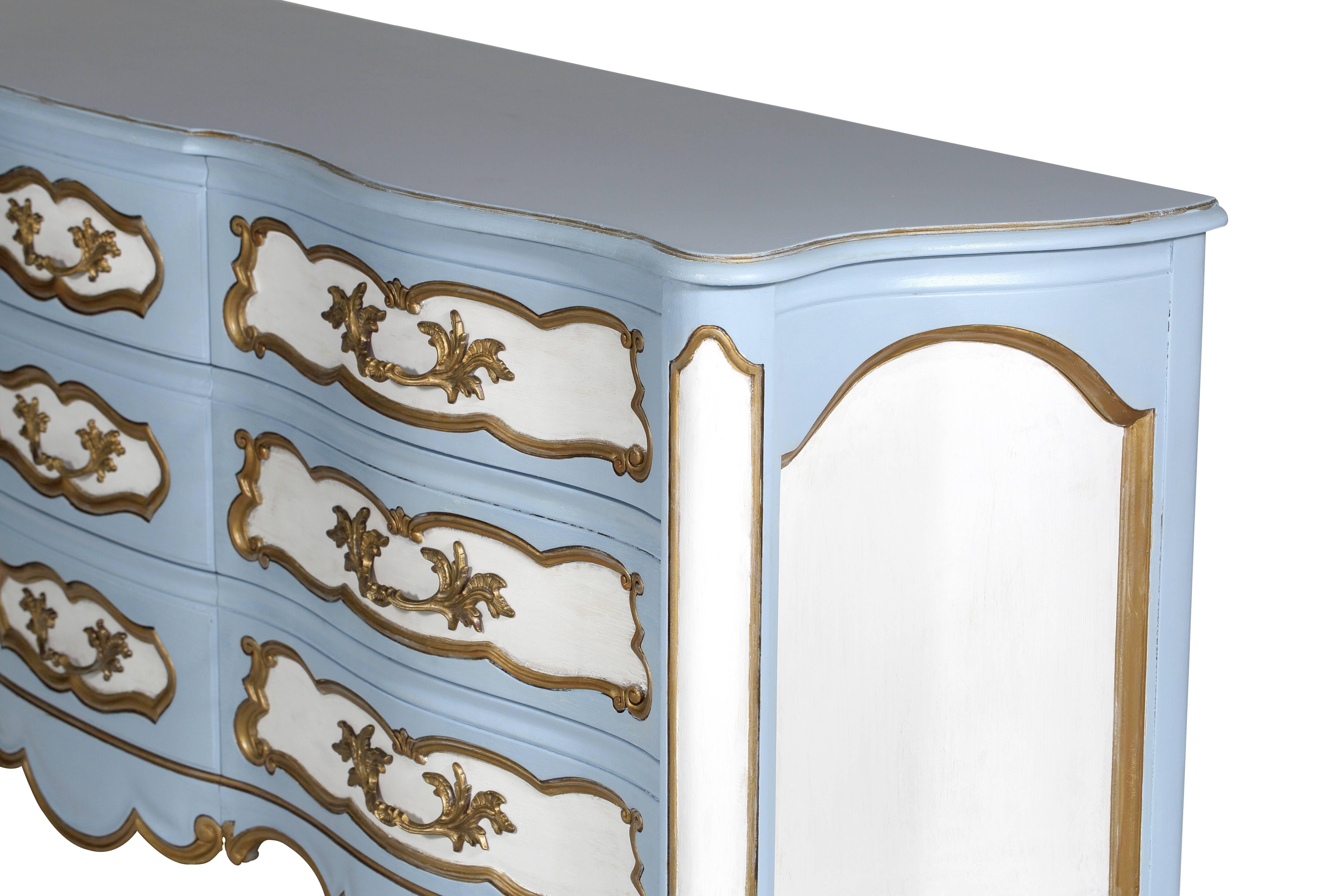 Karges Blue and White French Style Dresser For Sale 3