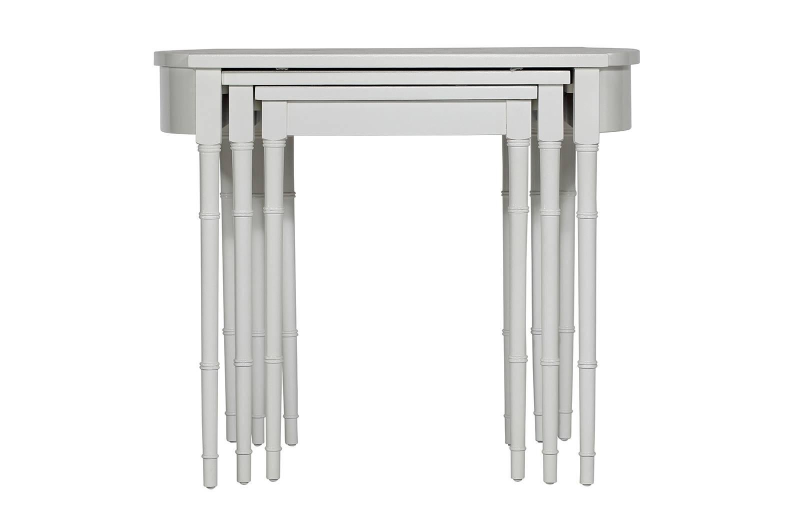 20th Century White Faux-Bamboo Nesting Tables For Sale