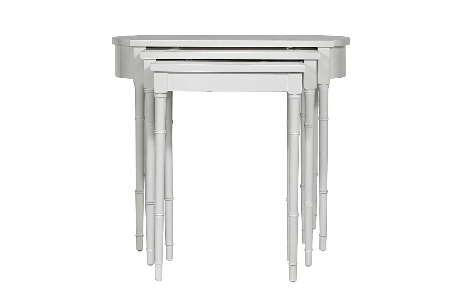 White Faux-Bamboo Nesting Tables For Sale 1
