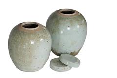 Vintage Celadon Jars, Pair