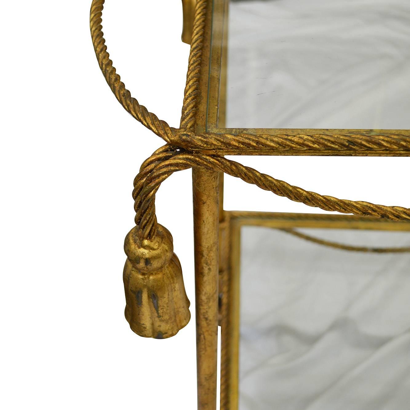 Rope and Tassel Tea Cart In Excellent Condition For Sale In Cincinnati, OH