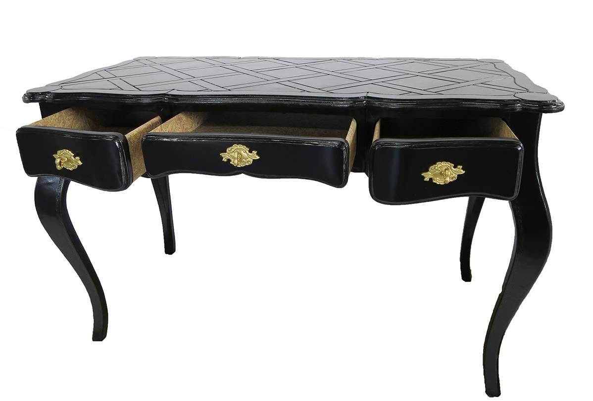 20th Century Black French-Style Desk For Sale