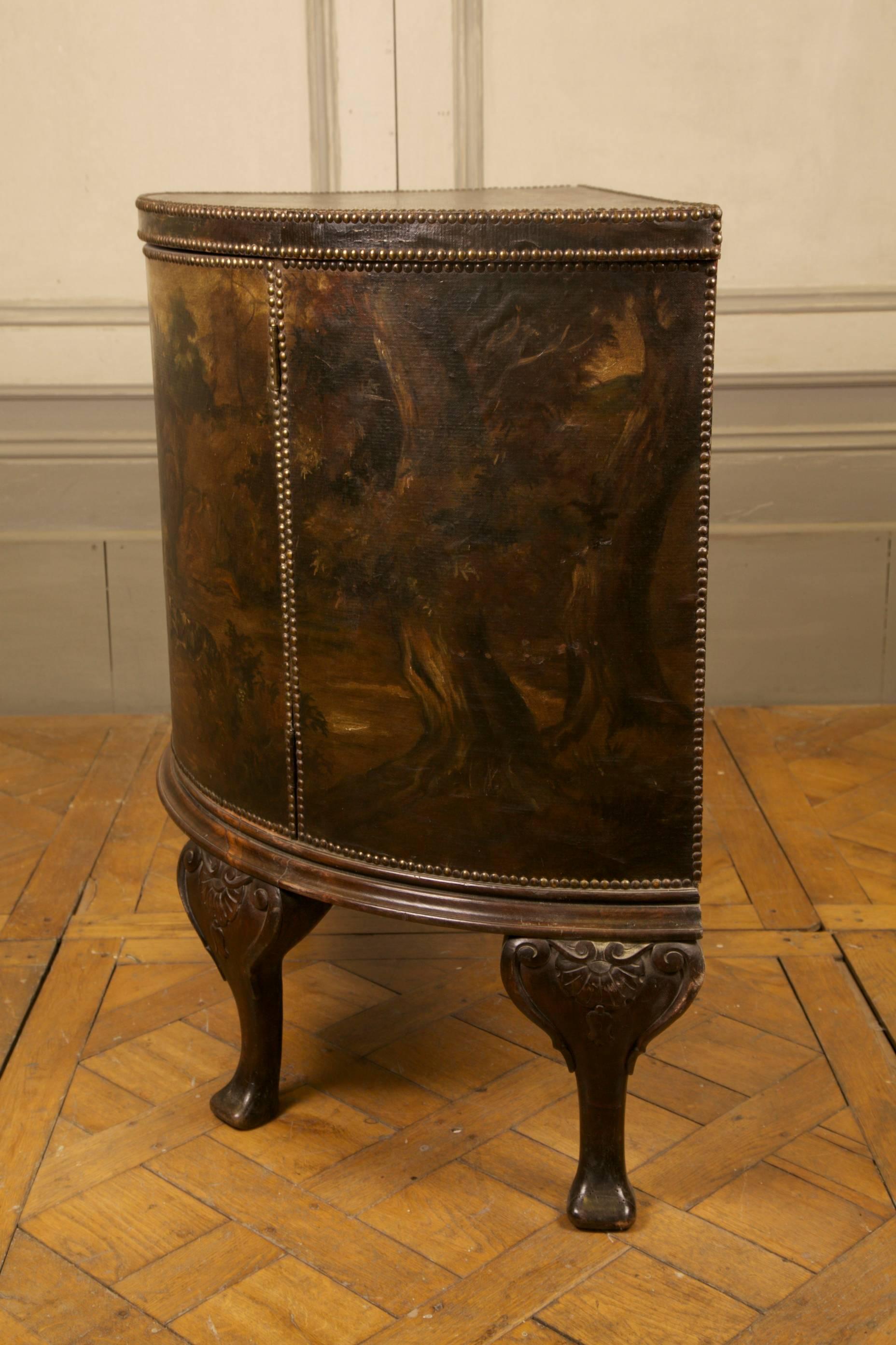 Late 19th Century Hand Painted Demilune Cabinet In Good Condition In London, Park Royal