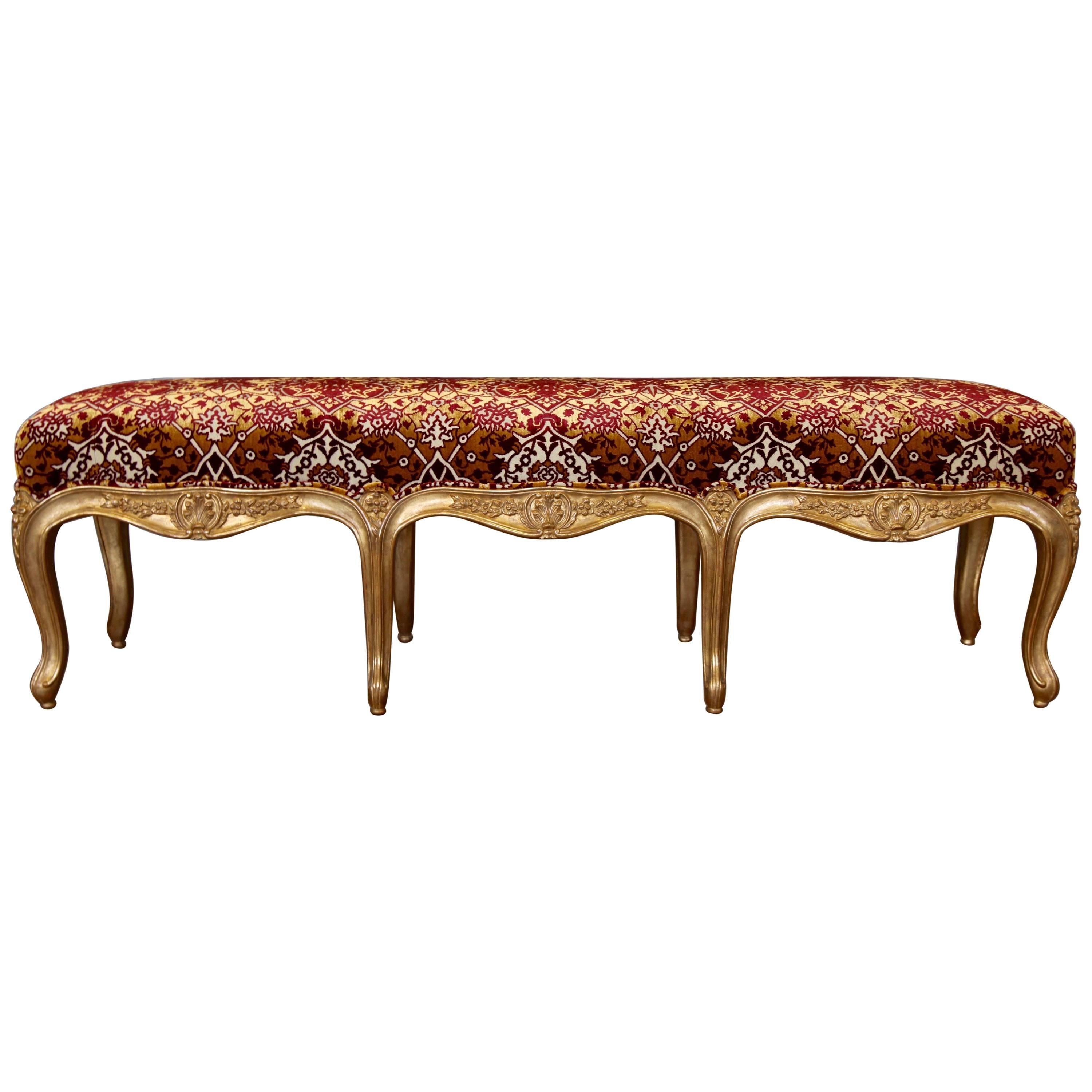 Louis XV Style, Giltwood Long Bench