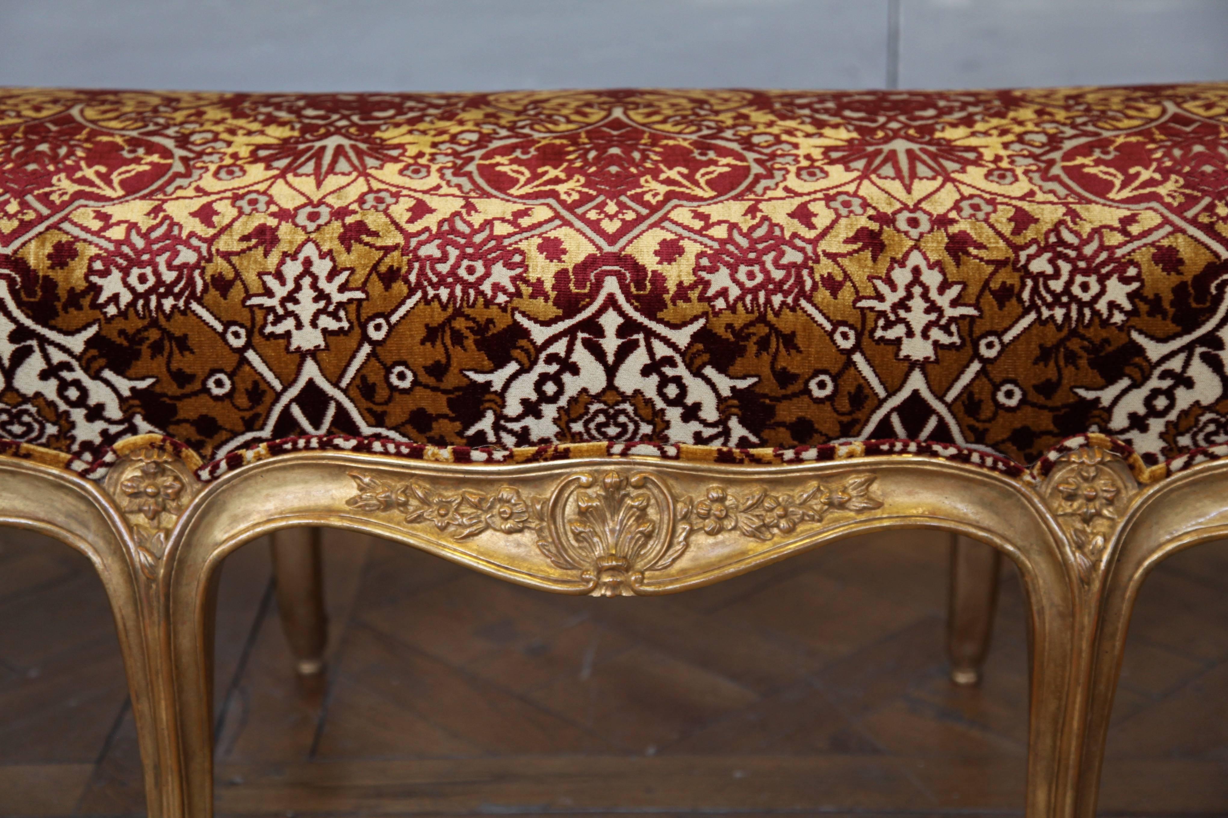 English Louis XV Style, Giltwood Long Bench For Sale
