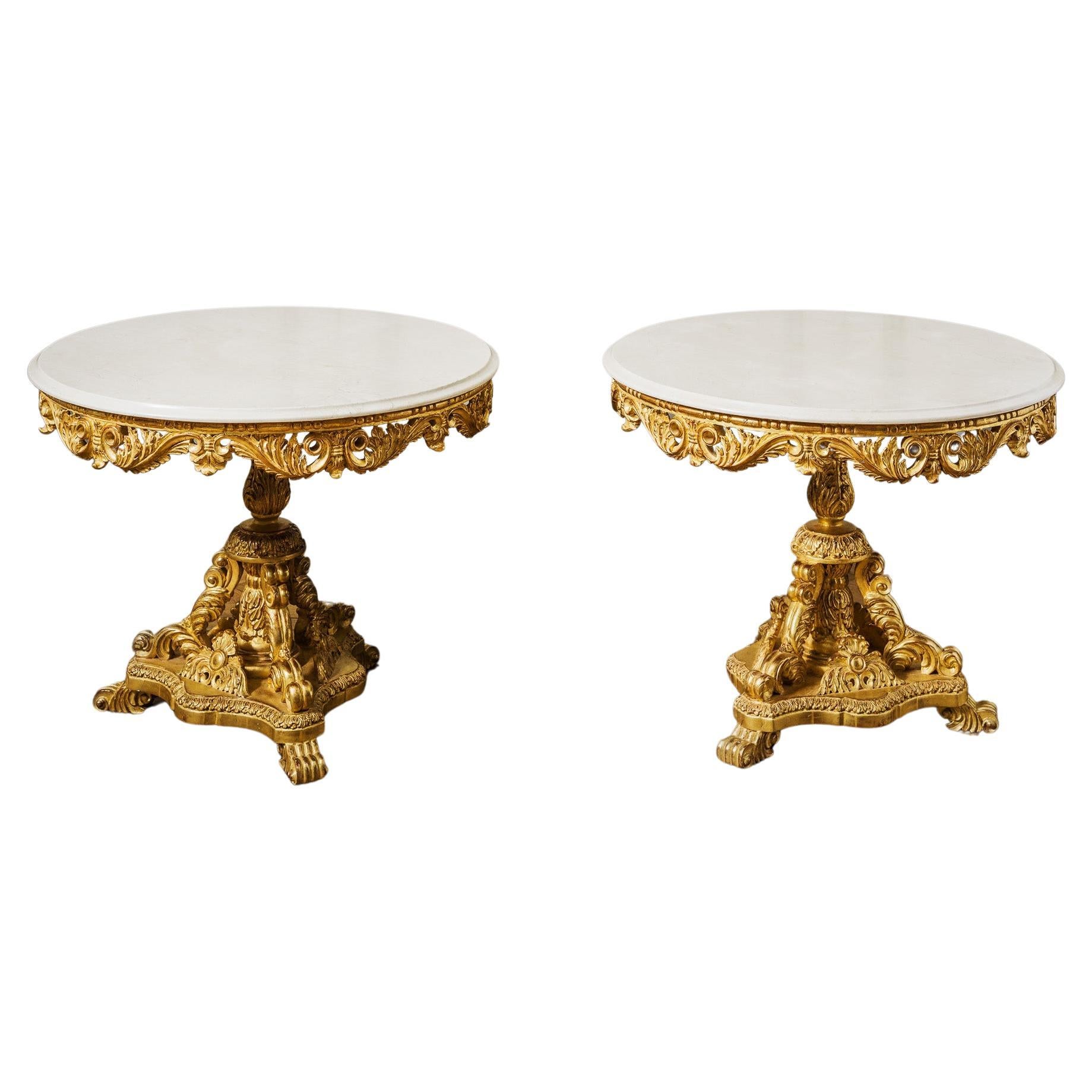 Pair of Louis XIV Style Giltwood Side Table Made by La Maison London For Sale