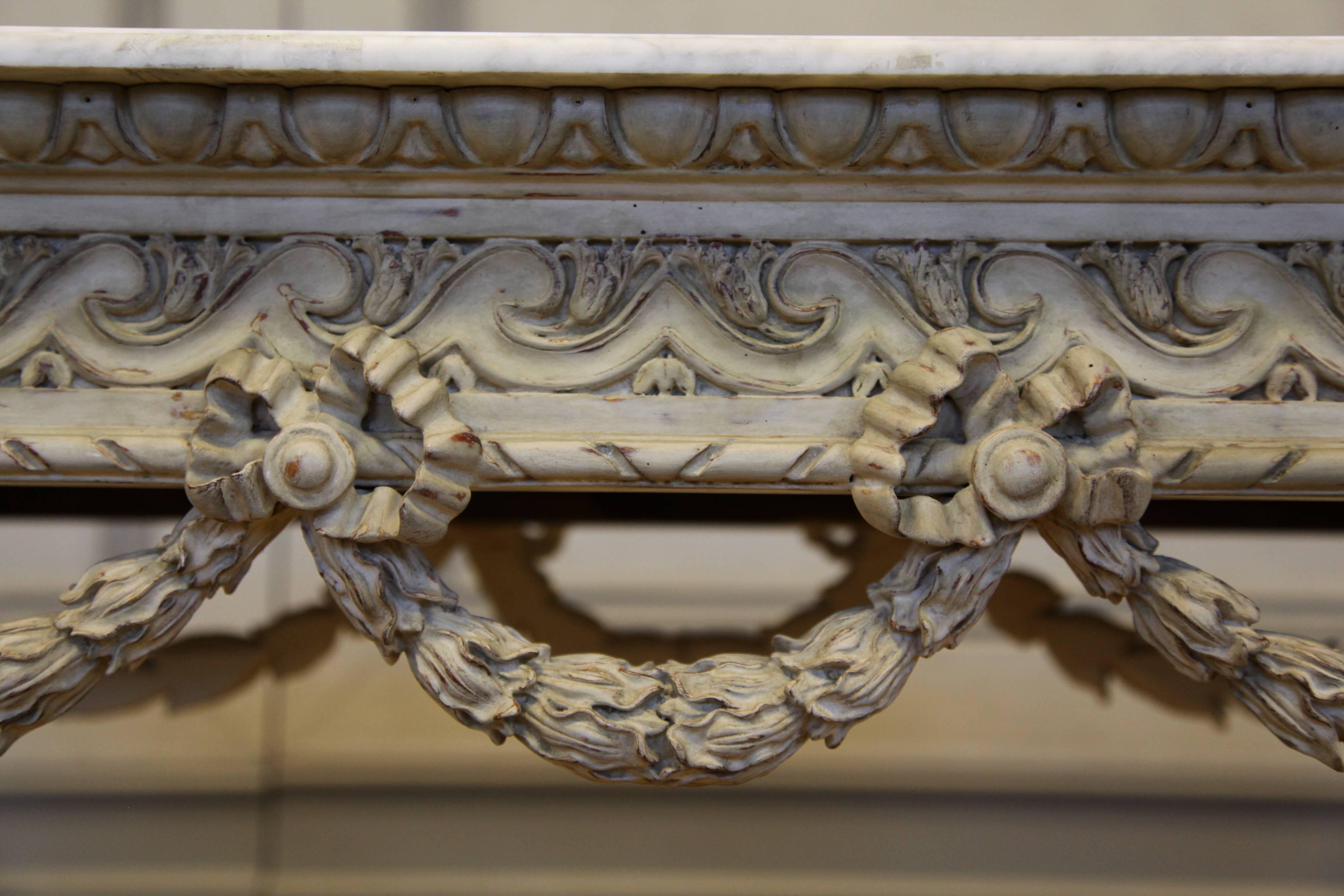 Hand-Carved Louis XVI Style Freestanding Console Reproduced by La Maison London