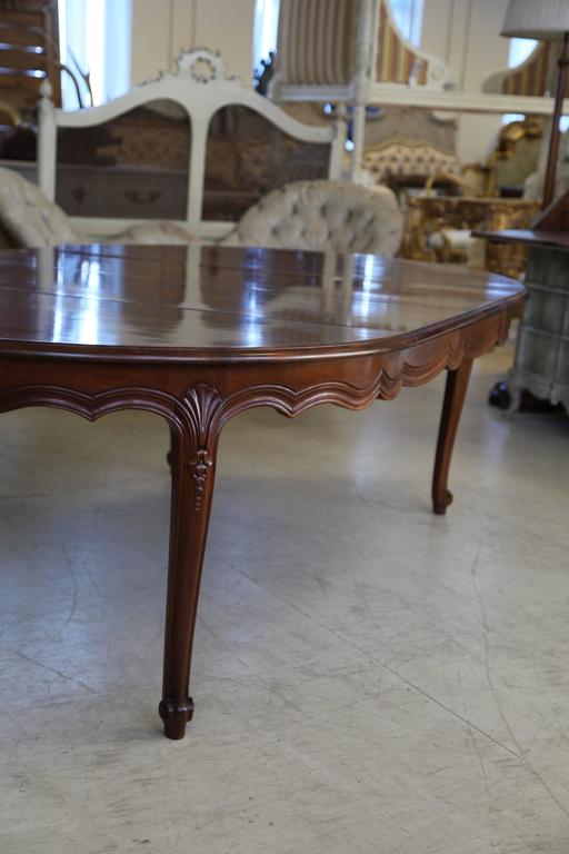 Wood Louis XV Style Dining Table Hand-Carved in Solid French Walnut For Sale