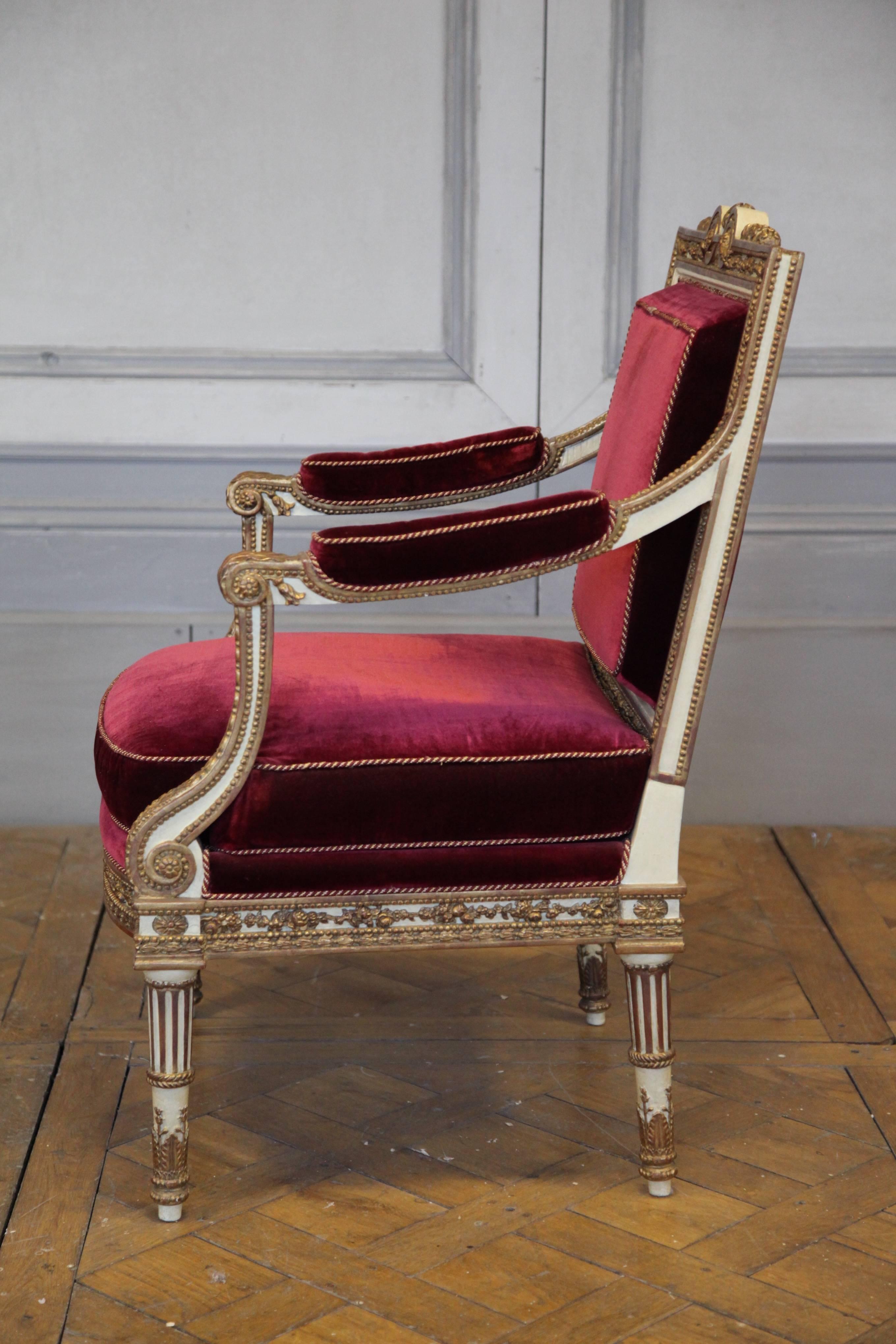 English Louis XVI Style Armchair Made by La Maison London For Sale