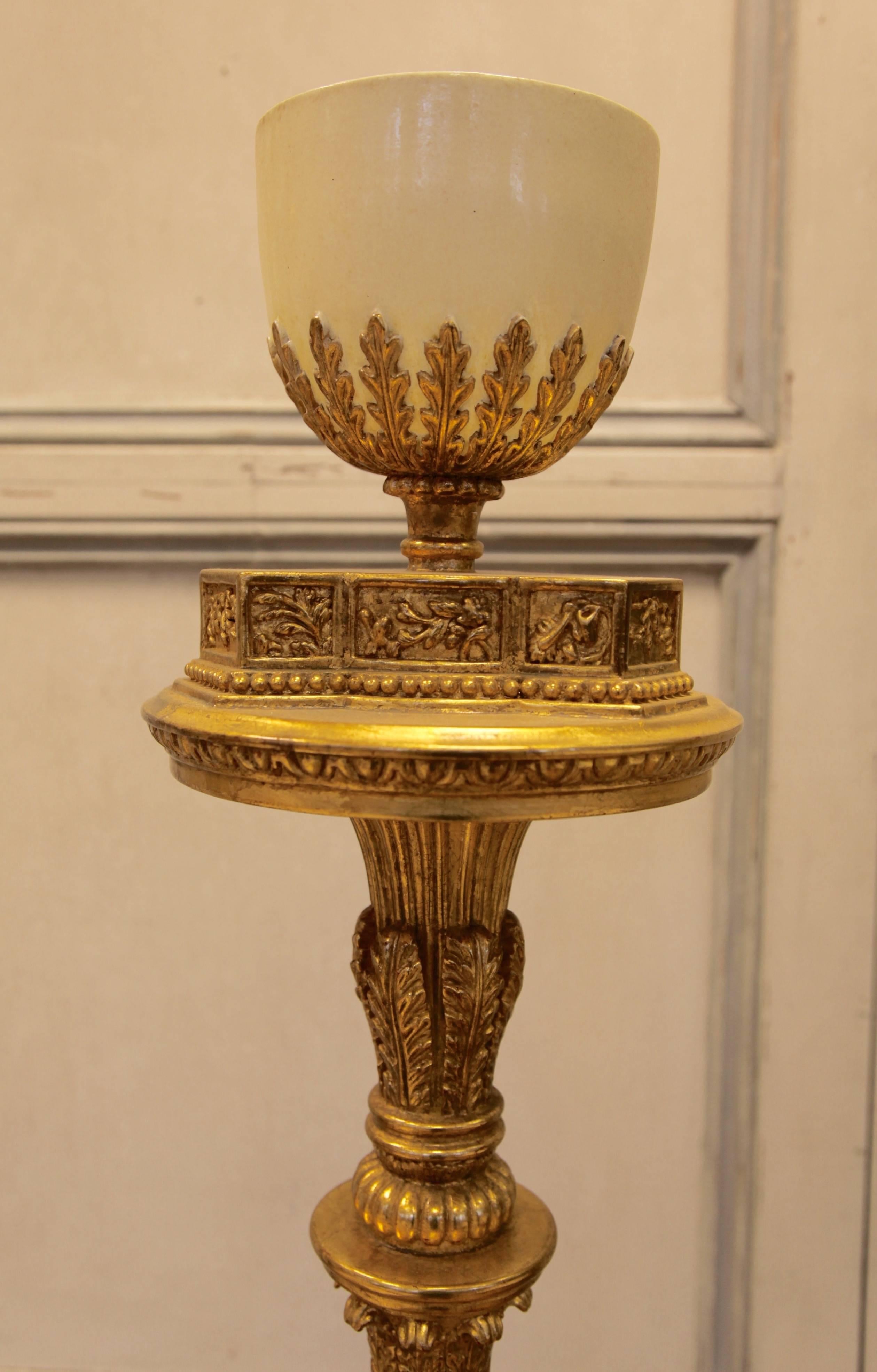 English Impressive Louis XVI Style Giltwood Torcheres For Sale