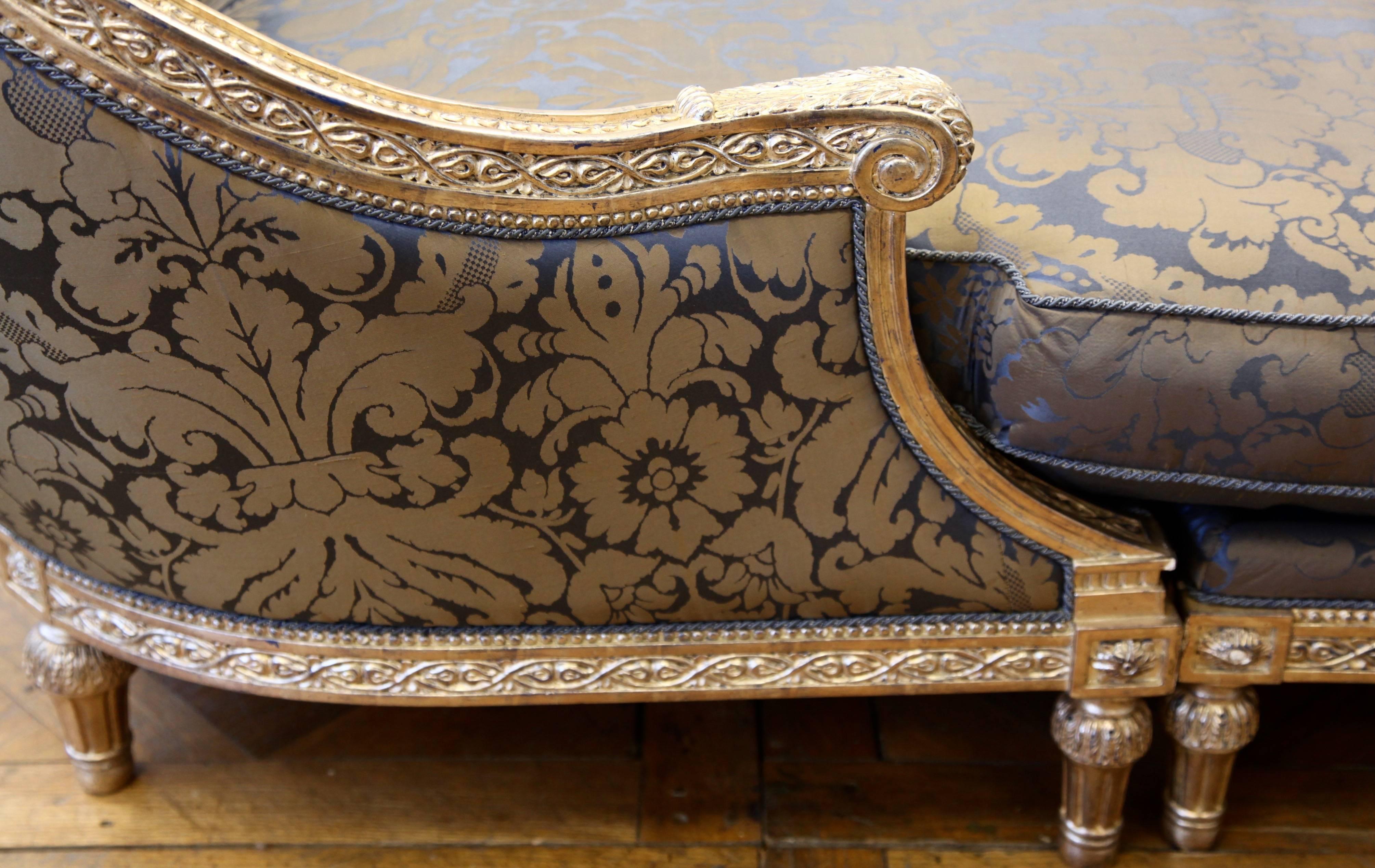 English Louis XVI Style Chaise Longue Based on a Coco Chanel Chair