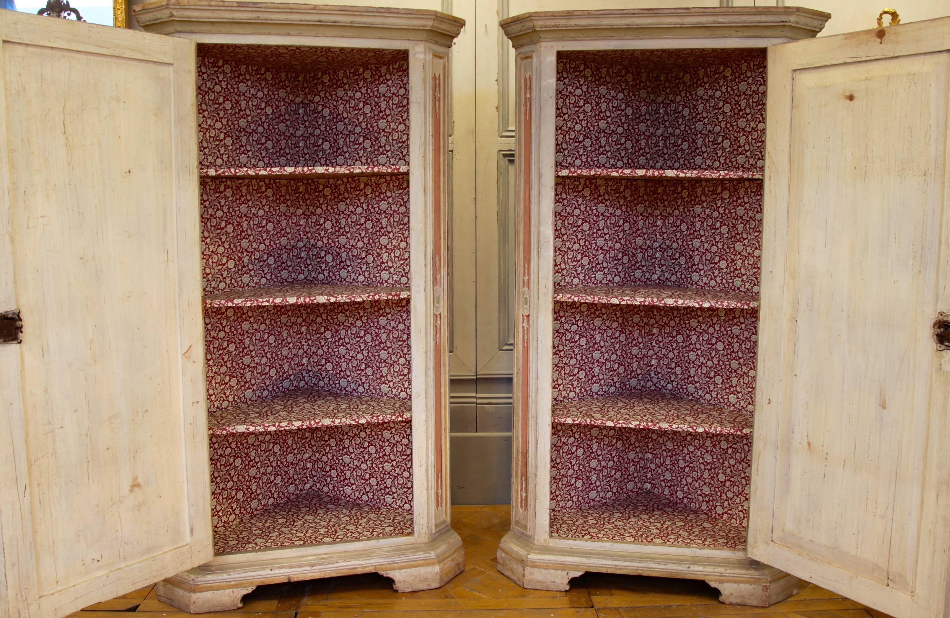  19th Century Italian Painted Corner Cabinets 6
