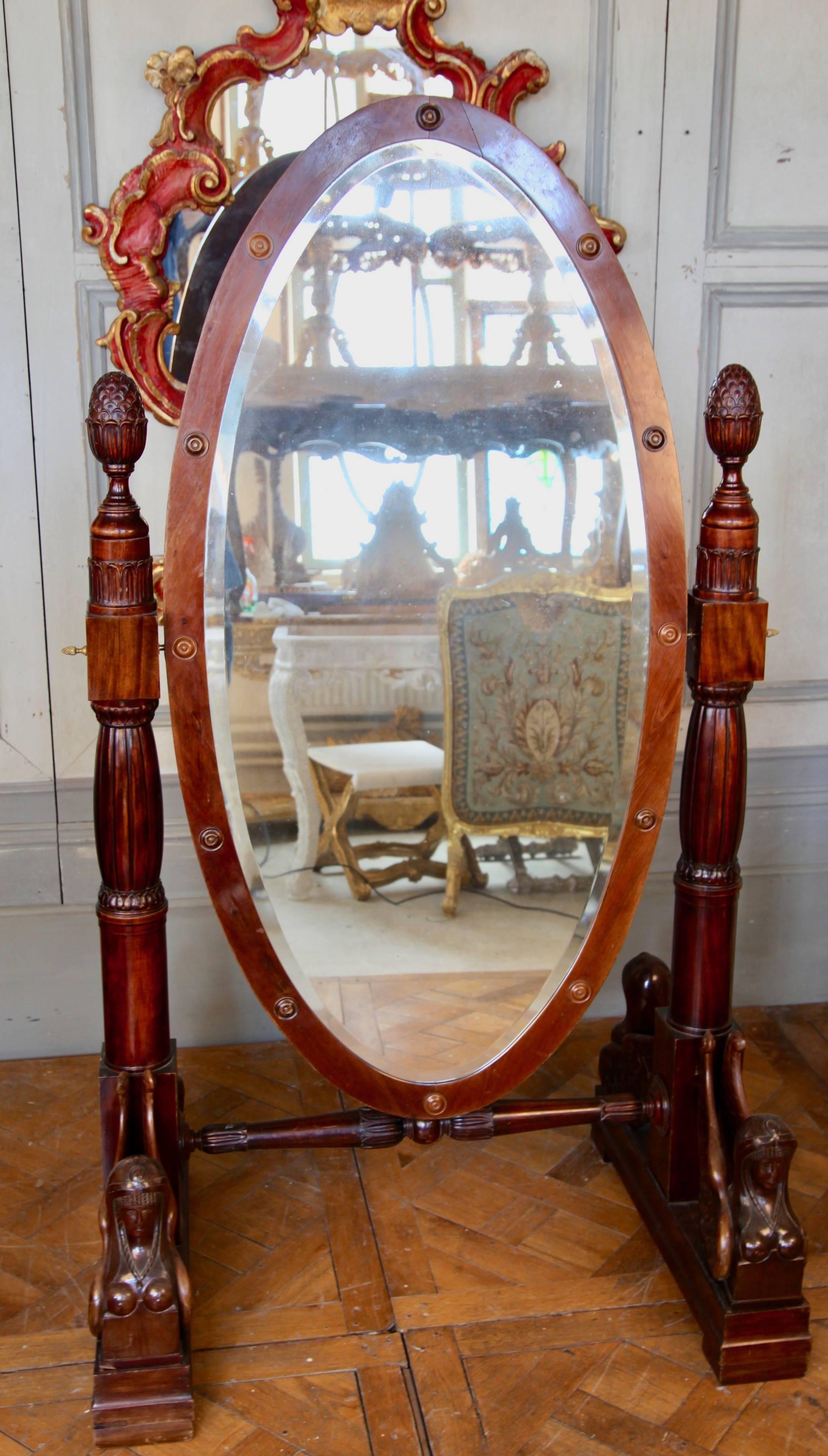 Empire 19th Century Italian Cheval Mirror For Sale