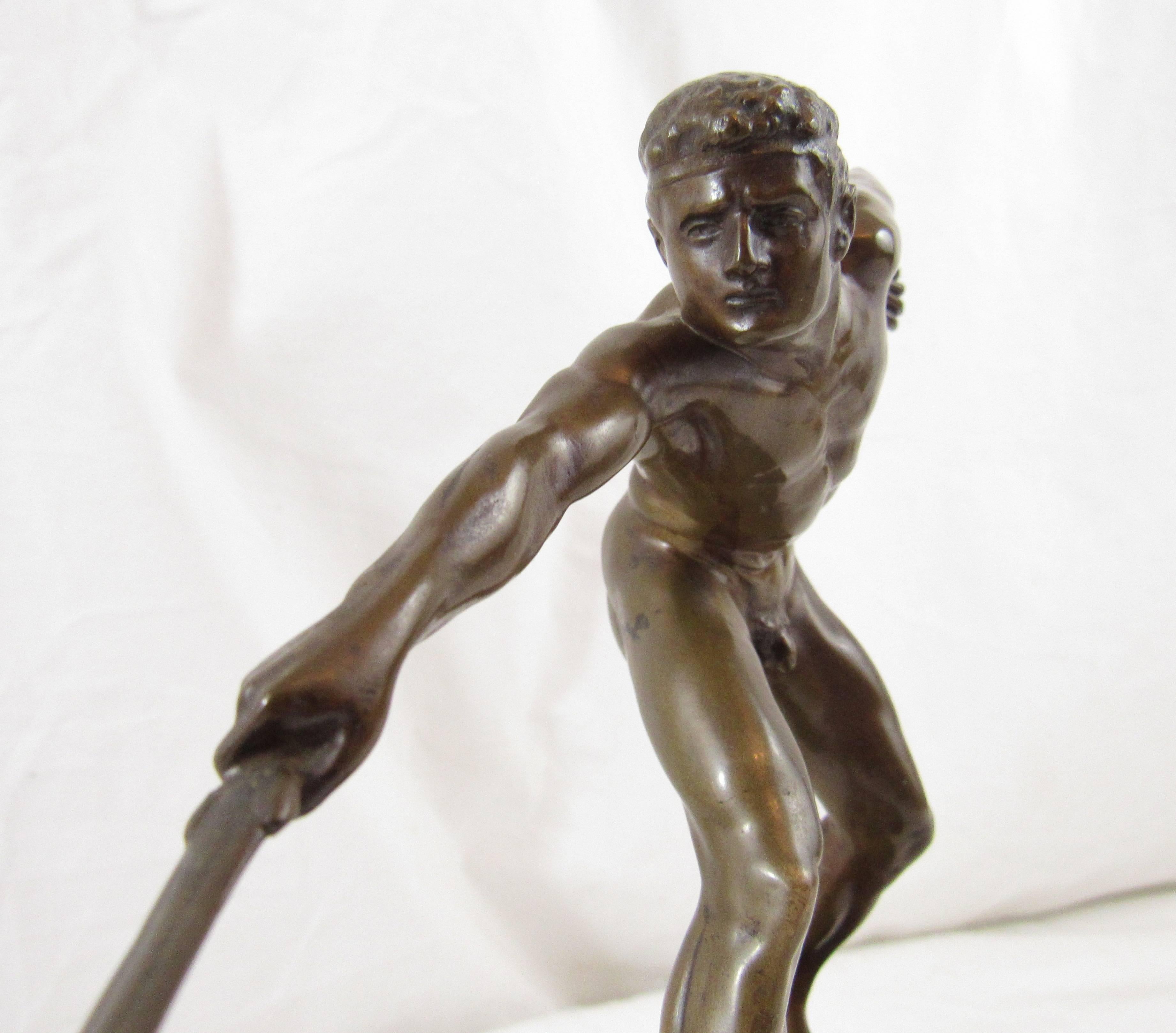 German Rudolf Marcuse Bronze Sculpture the Fighting Gladiator, Signed