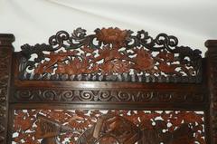 Japanese Two-Panel Screen, Carved Hardwood, Meiji Period, Late 19th Century
