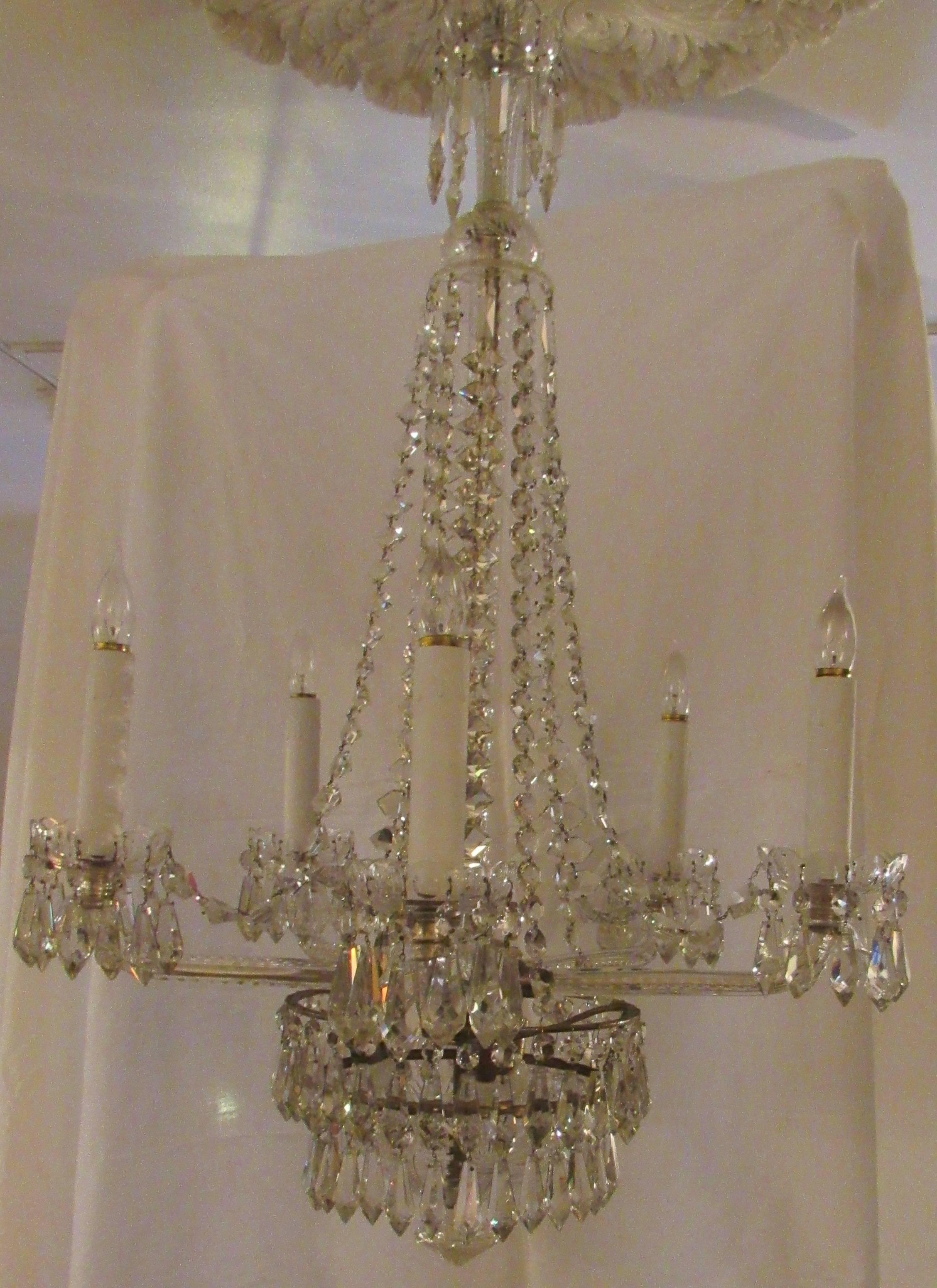 Large Unusual Crystal Chandelier, Early 20th Century For Sale 1
