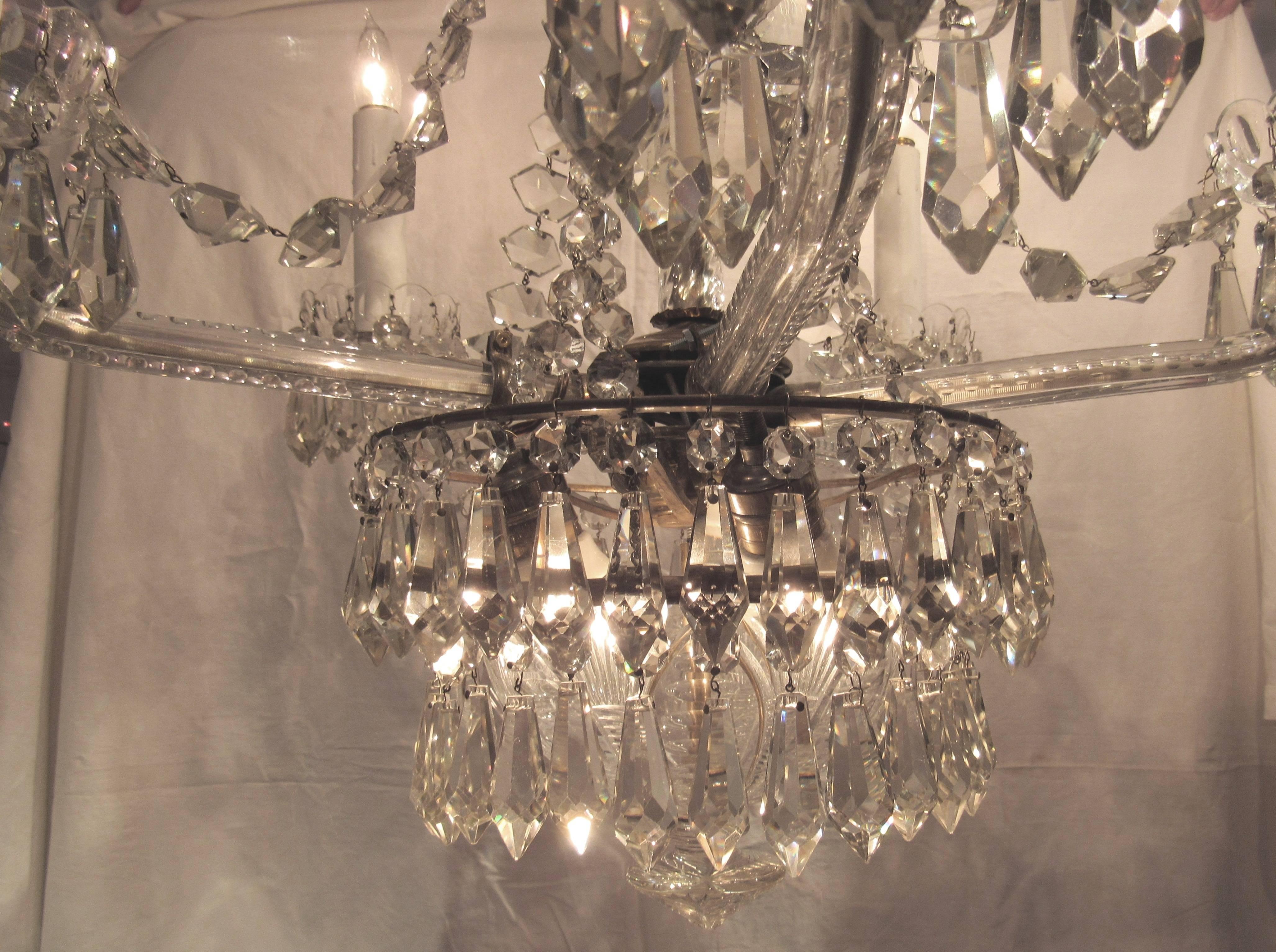 Large Unusual Crystal Chandelier, Early 20th Century For Sale 2