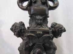 Monumental Fireplace Chenets, Bronze on Green Onyx Bases, 19th Century