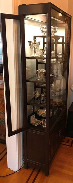 Chinese Vitrine Collection Cabinet, Glazed Front and Back, 20th Century