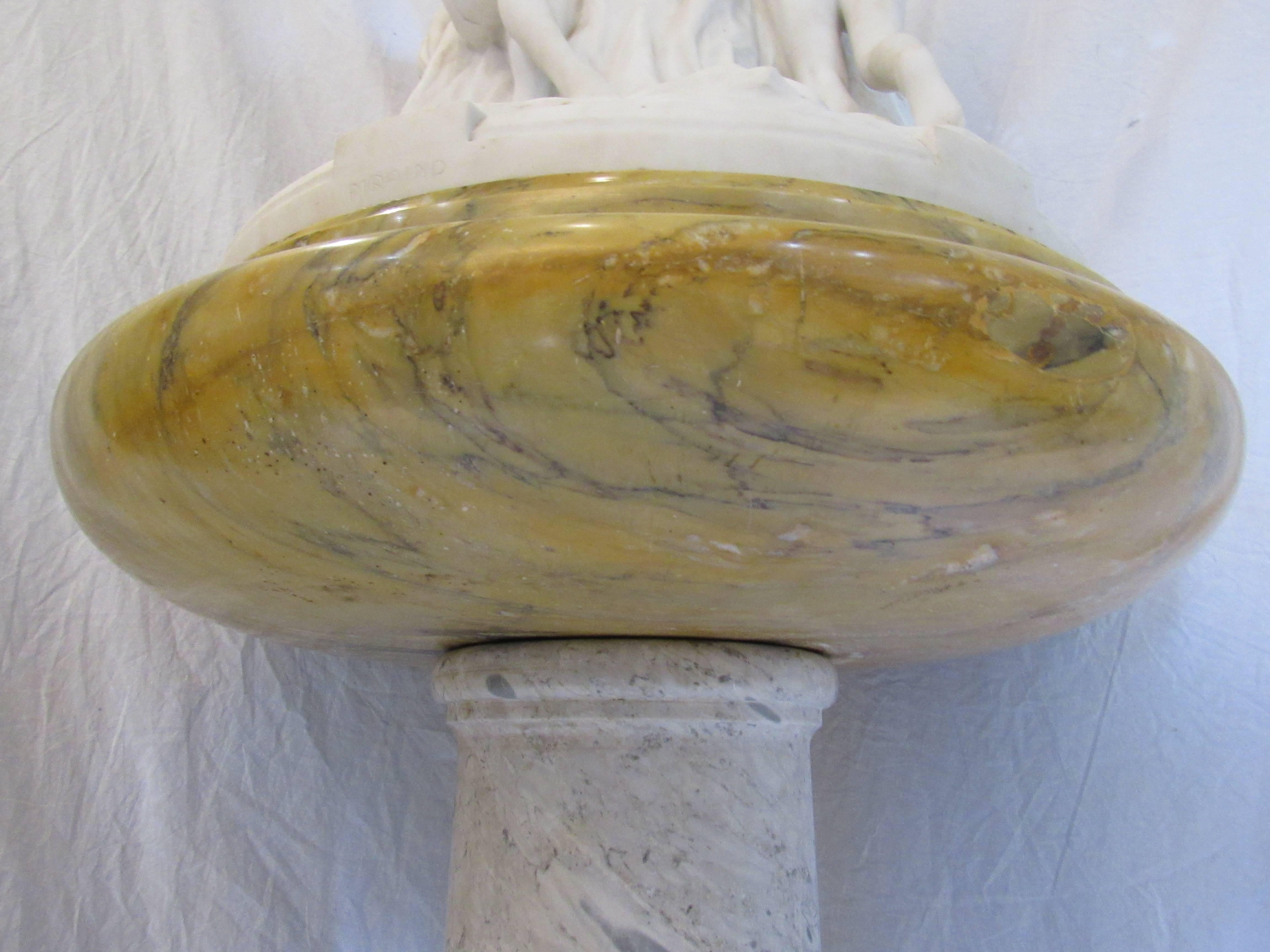 Pietro Piraino Italian Marble Carving on Pedestal, Art Deco For Sale 3