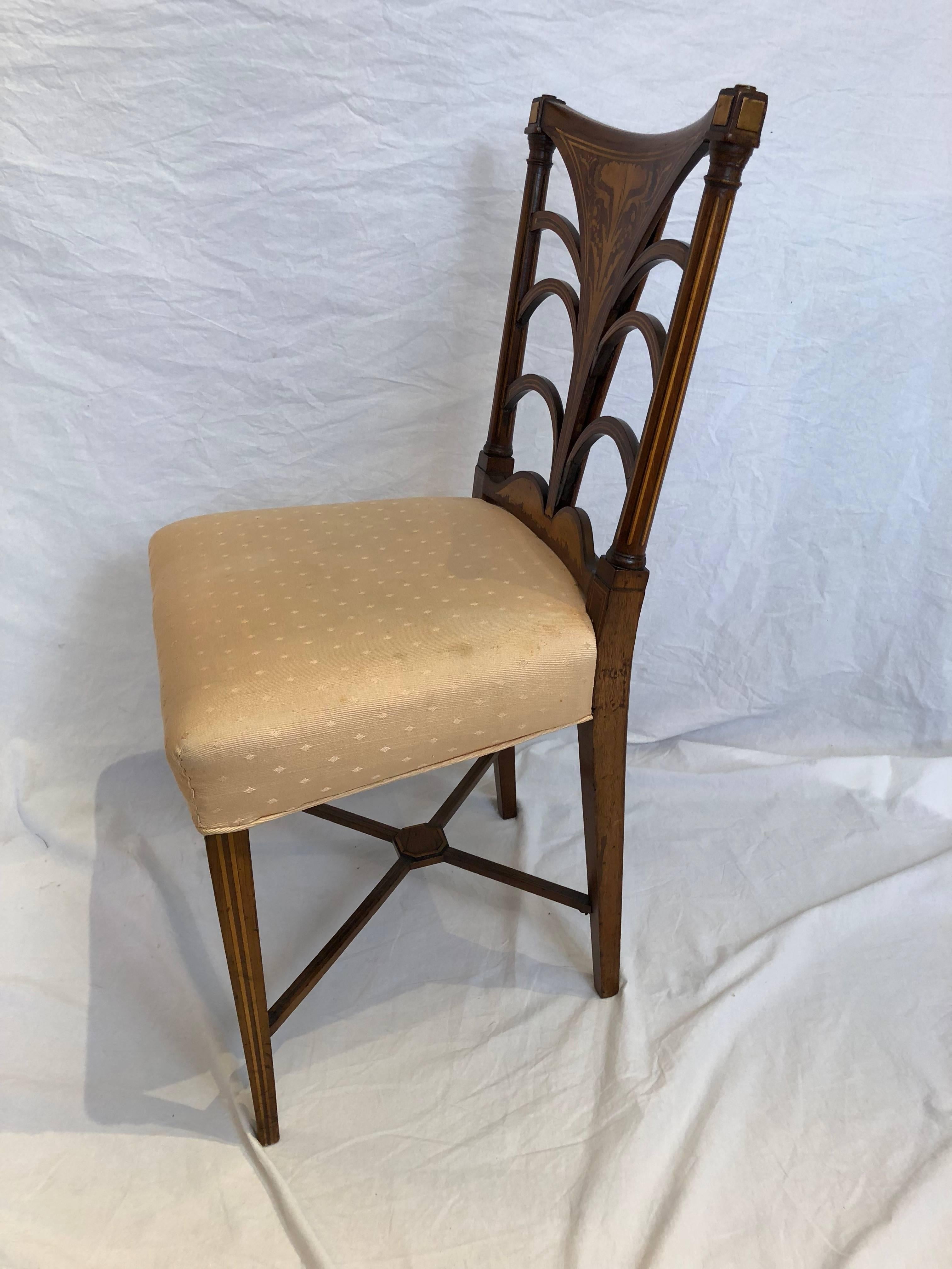 Set of Six English Regency Dining Chairs with Fine Inlay, 19th Century  1