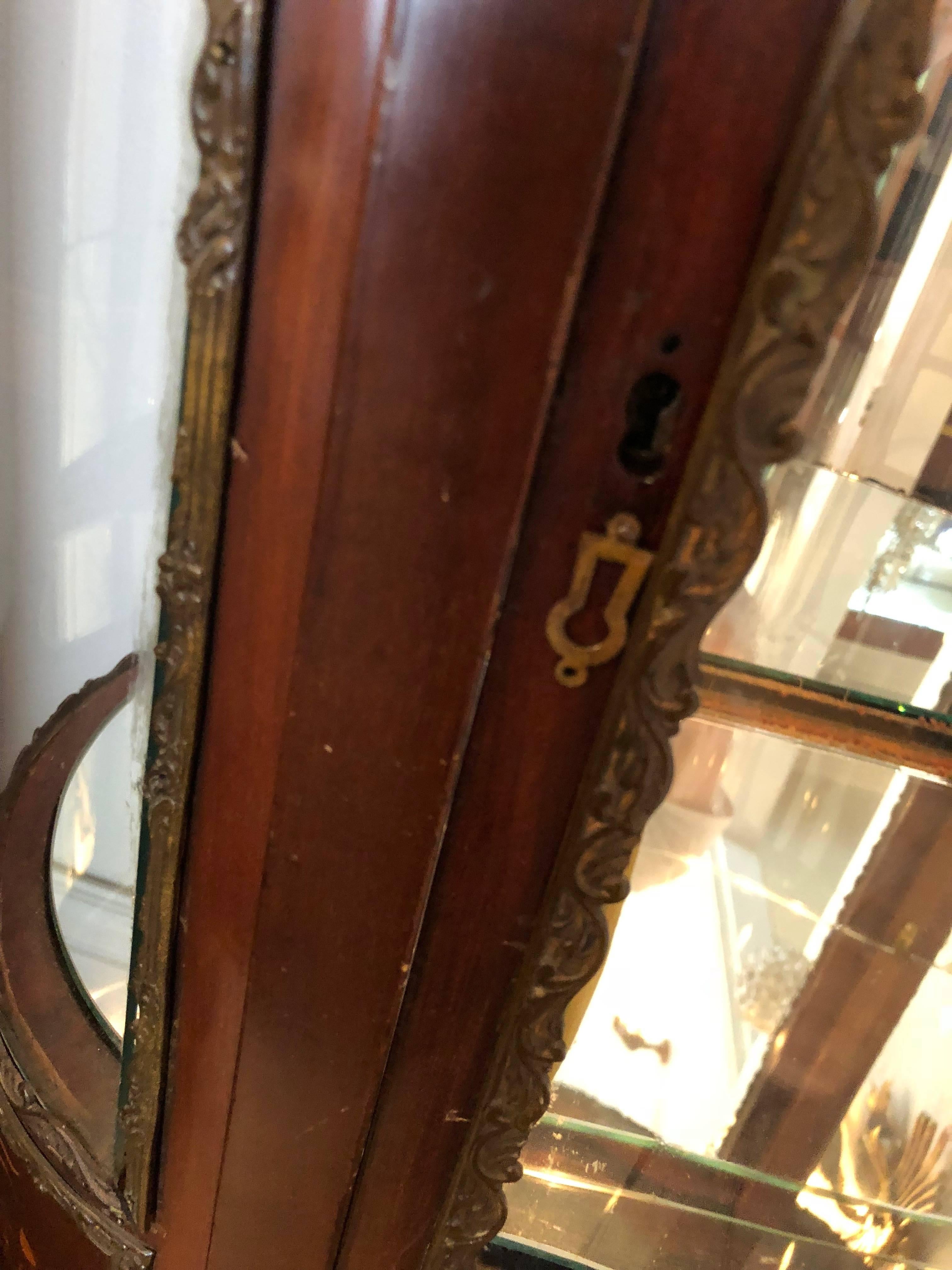 Continental Floral Inlaid Vitrine, Displayed Cabinet, Early 20th Century, Lit For Sale 3