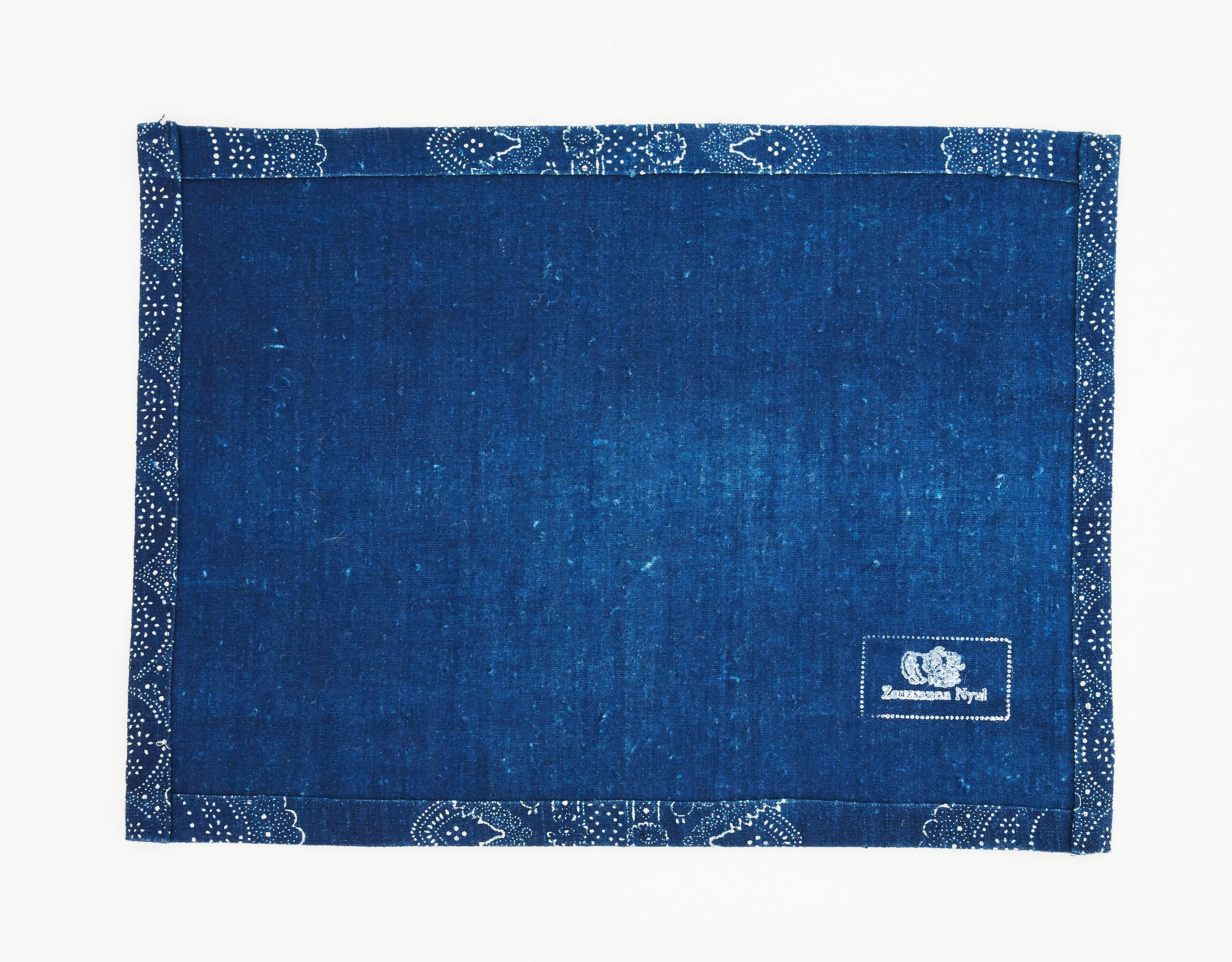 Vintage Indigo Hungarian Placemats, Set of Four In Excellent Condition For Sale In London, GB