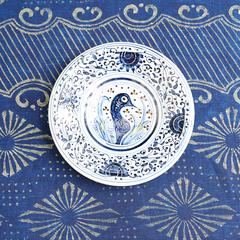 Indigo and Gold Square Tablecloth