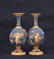 Pair of Nevers Faience Vases of 17th Century