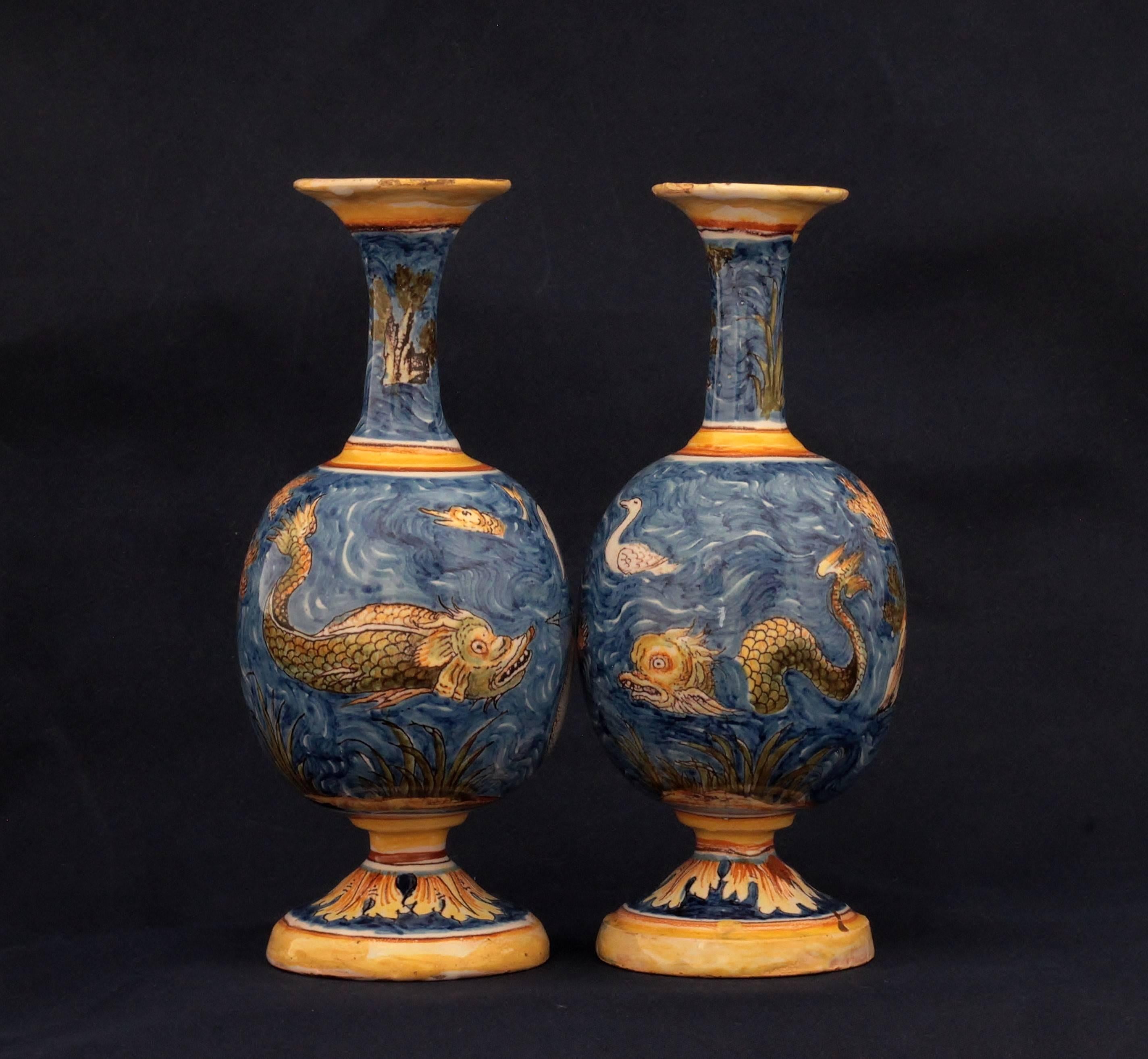 Louis XIV Pair of Nevers Faience Vases of 17th Century For Sale