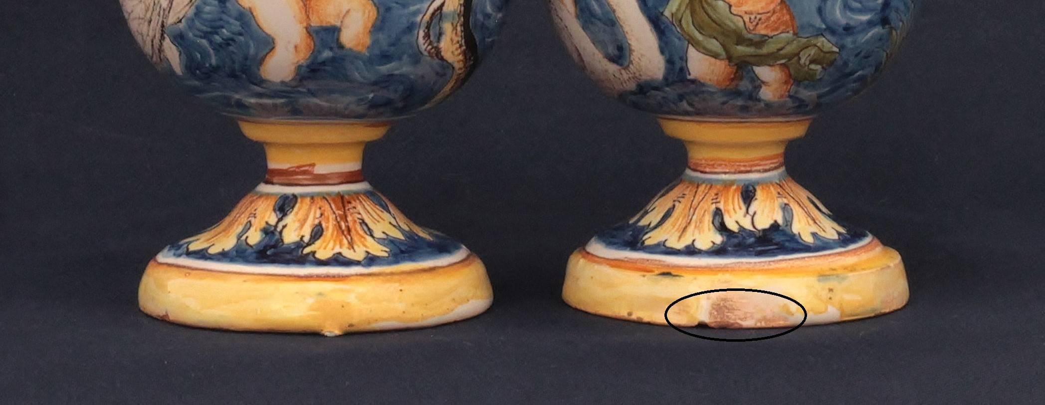 Pair of Nevers Faience Vases of 17th Century For Sale 1