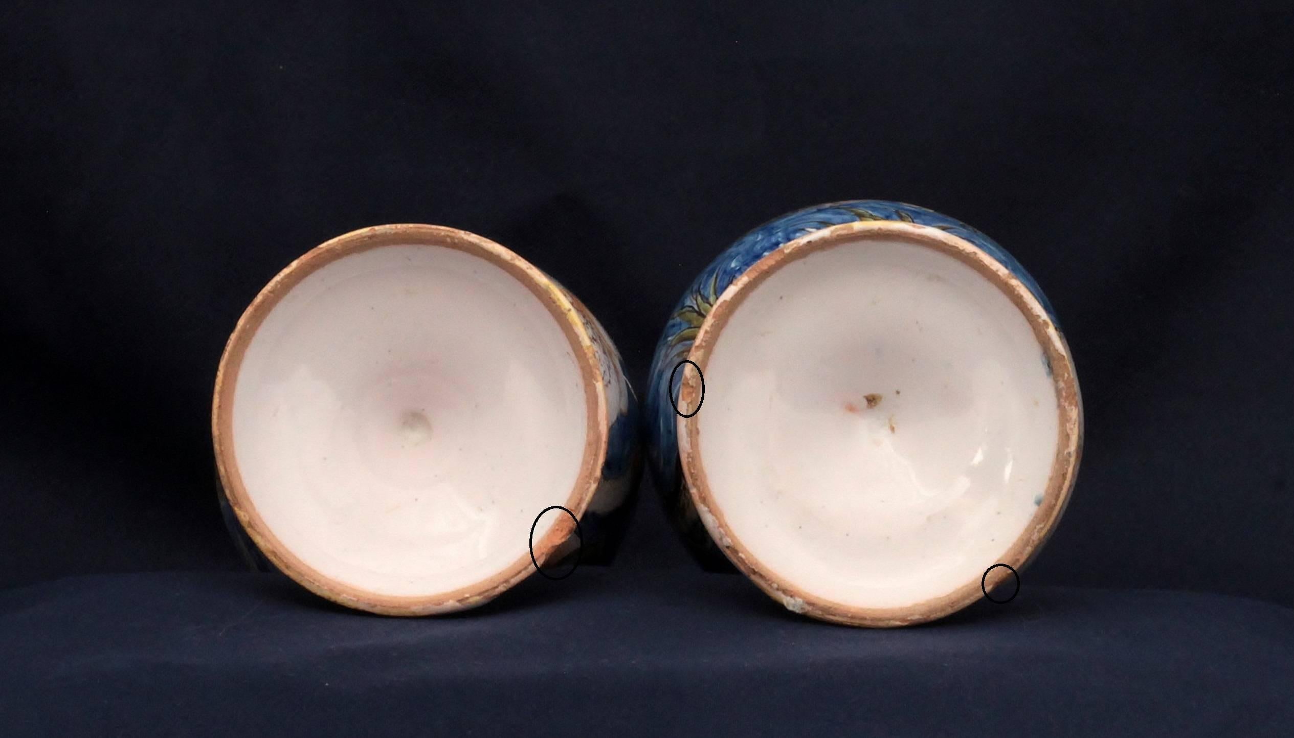 Pair of Nevers Faience Vases of 17th Century For Sale 2