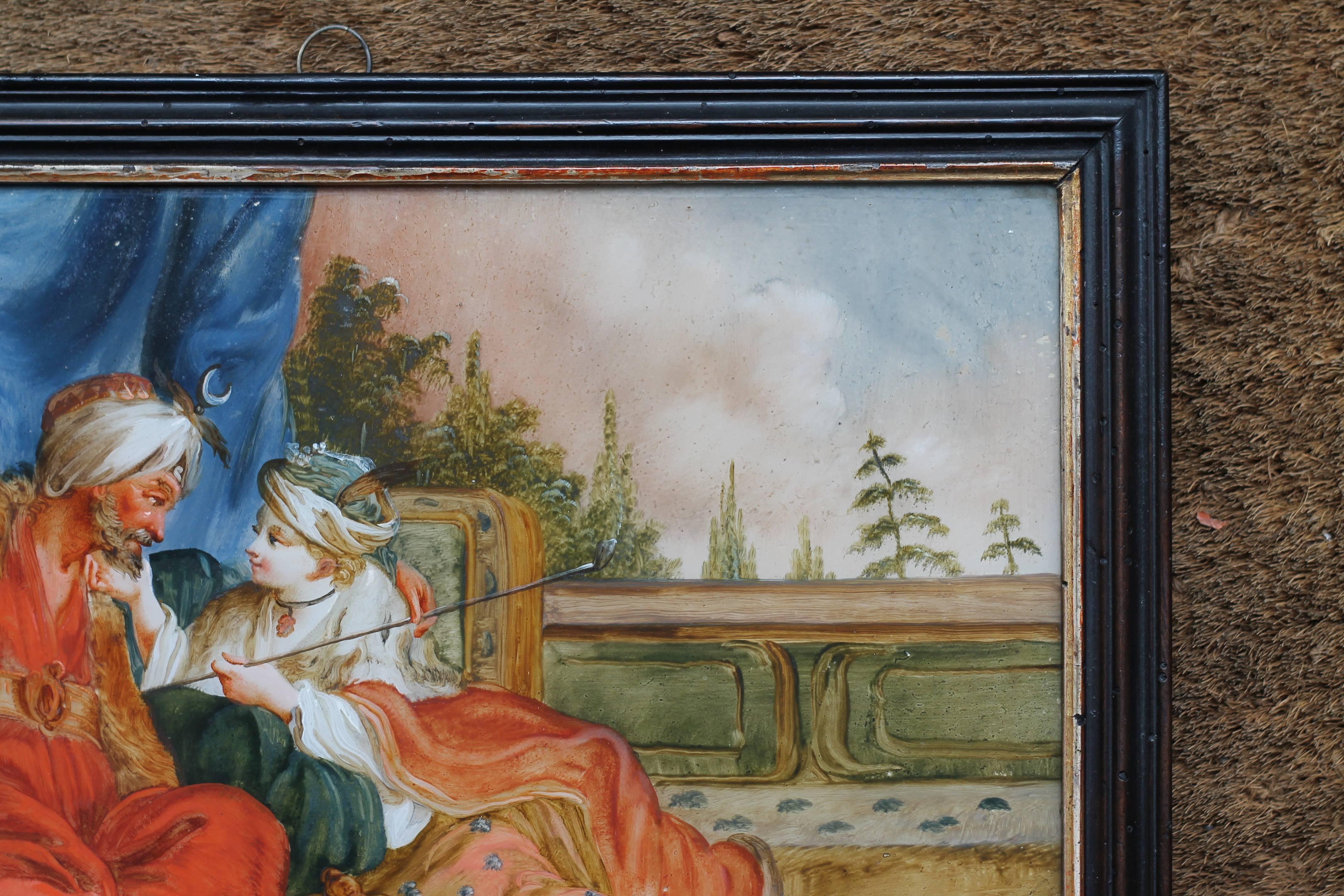 Painting over Glass « La Favorite Du Sultan » 18th Century 4