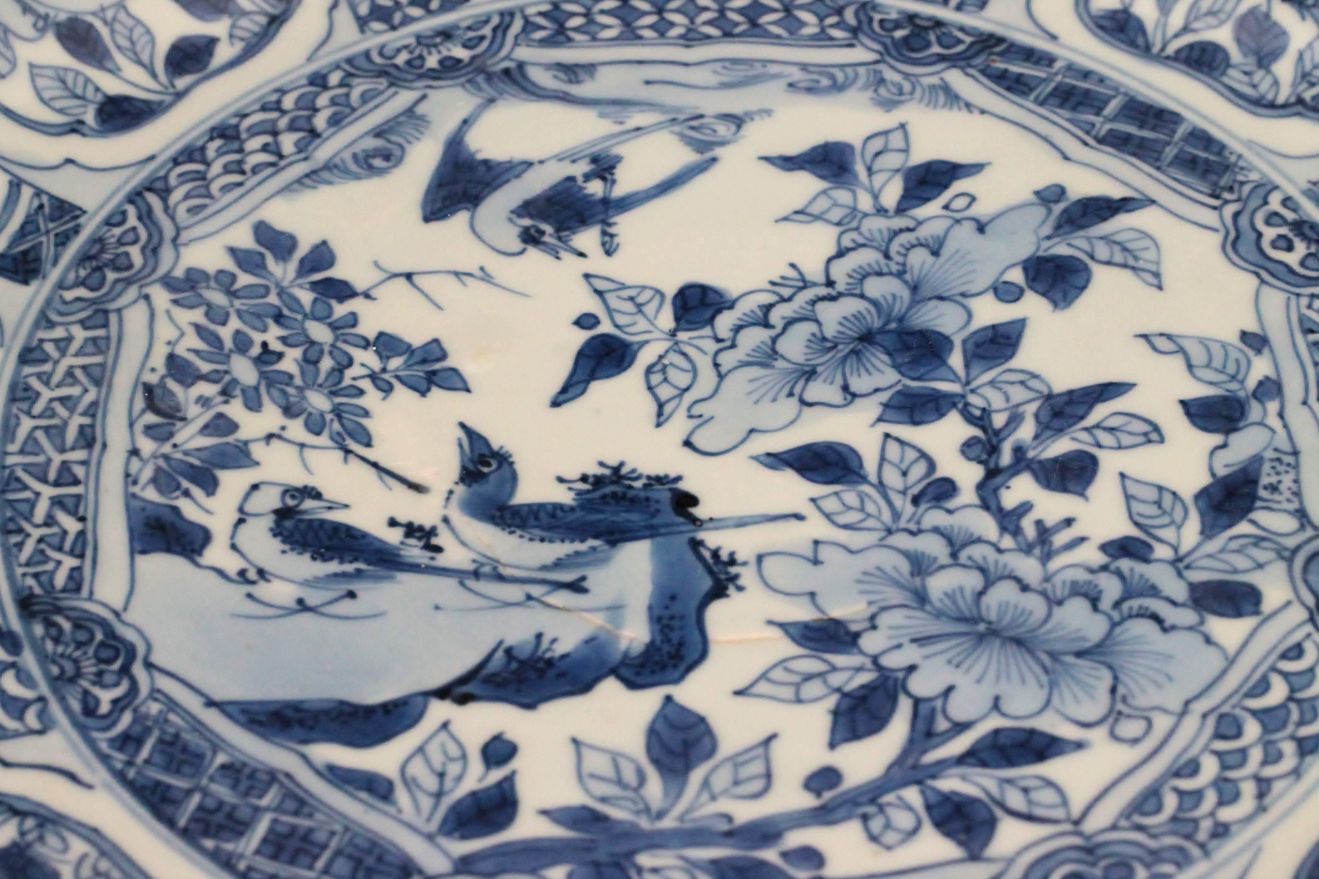 17th Century Wan Li Period, Porcelain Round Dish of China in Blue For Sale