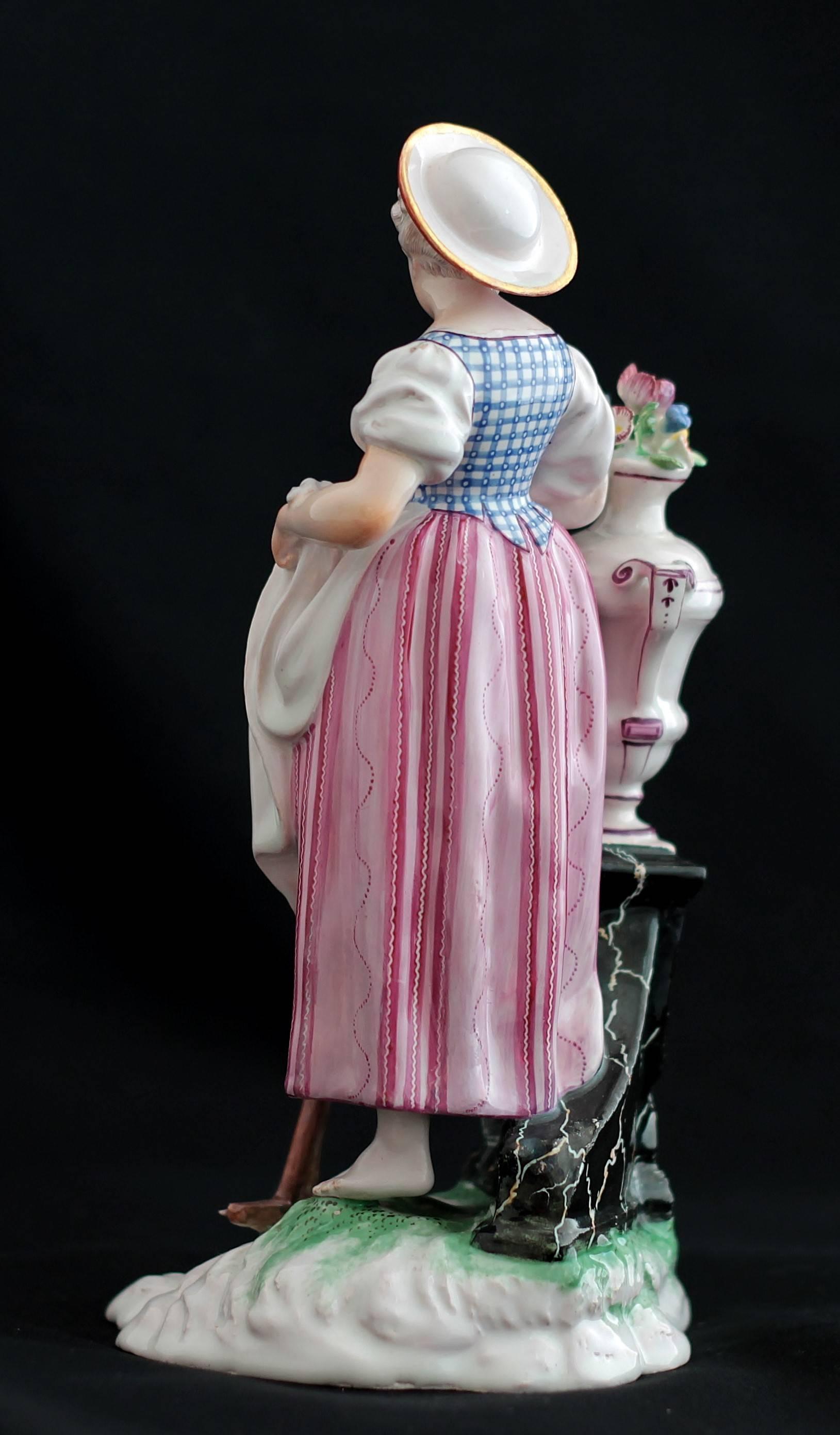French Figure of Niderviller Faience 'France' Representing a Young Woman, 18th Century