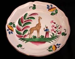 Les Islettes Faience Dish with a Giraffe, circa 1827-1828