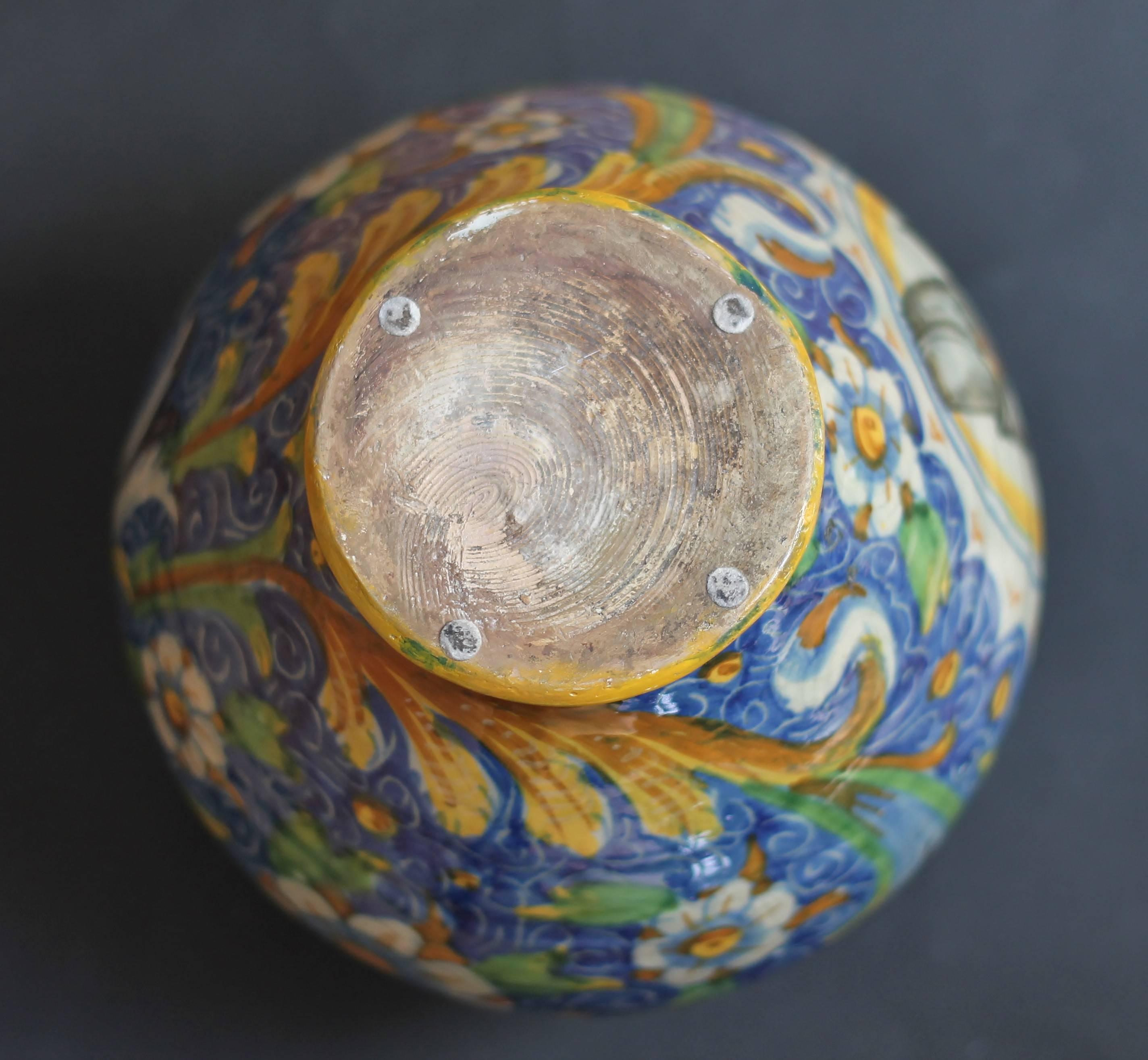 18th Century and Earlier Ovoid Vase in Majolica, circa 1560, Venice, Italy For Sale