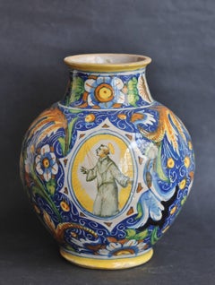 Italy, Venice, 16th Century, Ovoid Vase in Majolica