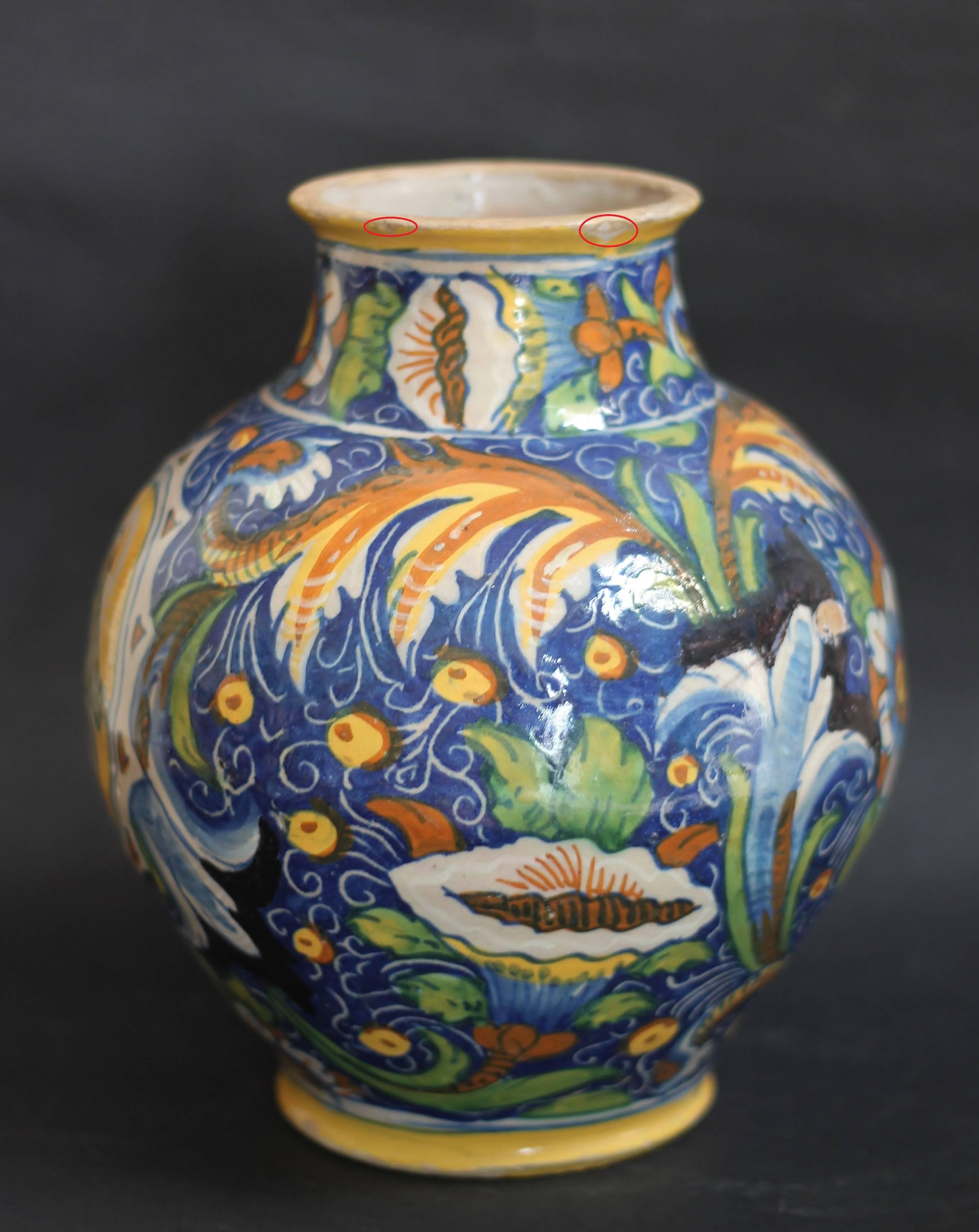 Italian Italy, Venice, 16th Century, Ovoid Vase in Majolica For Sale