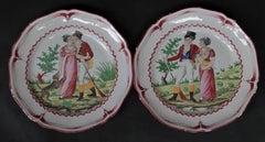 Pair of Dishes with Two Lovers, East of France, circa 1830
