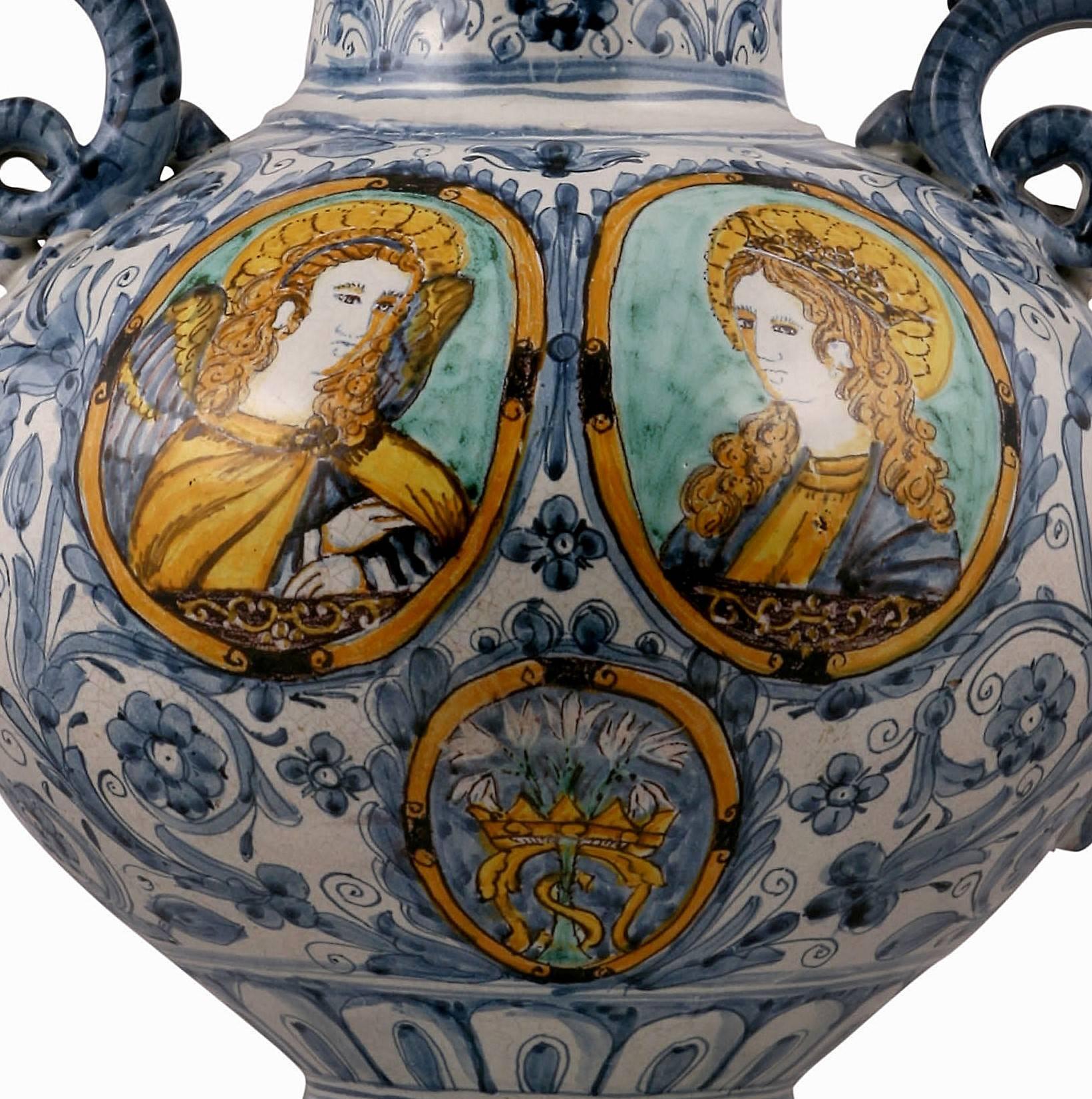 Italian Sienne, Pair of Vases in Faïence Dated 1661, Italy For Sale