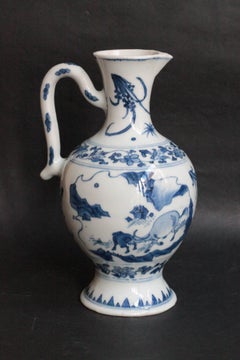Chinese Export Blue and White Jug, Transition Period, 17th Century