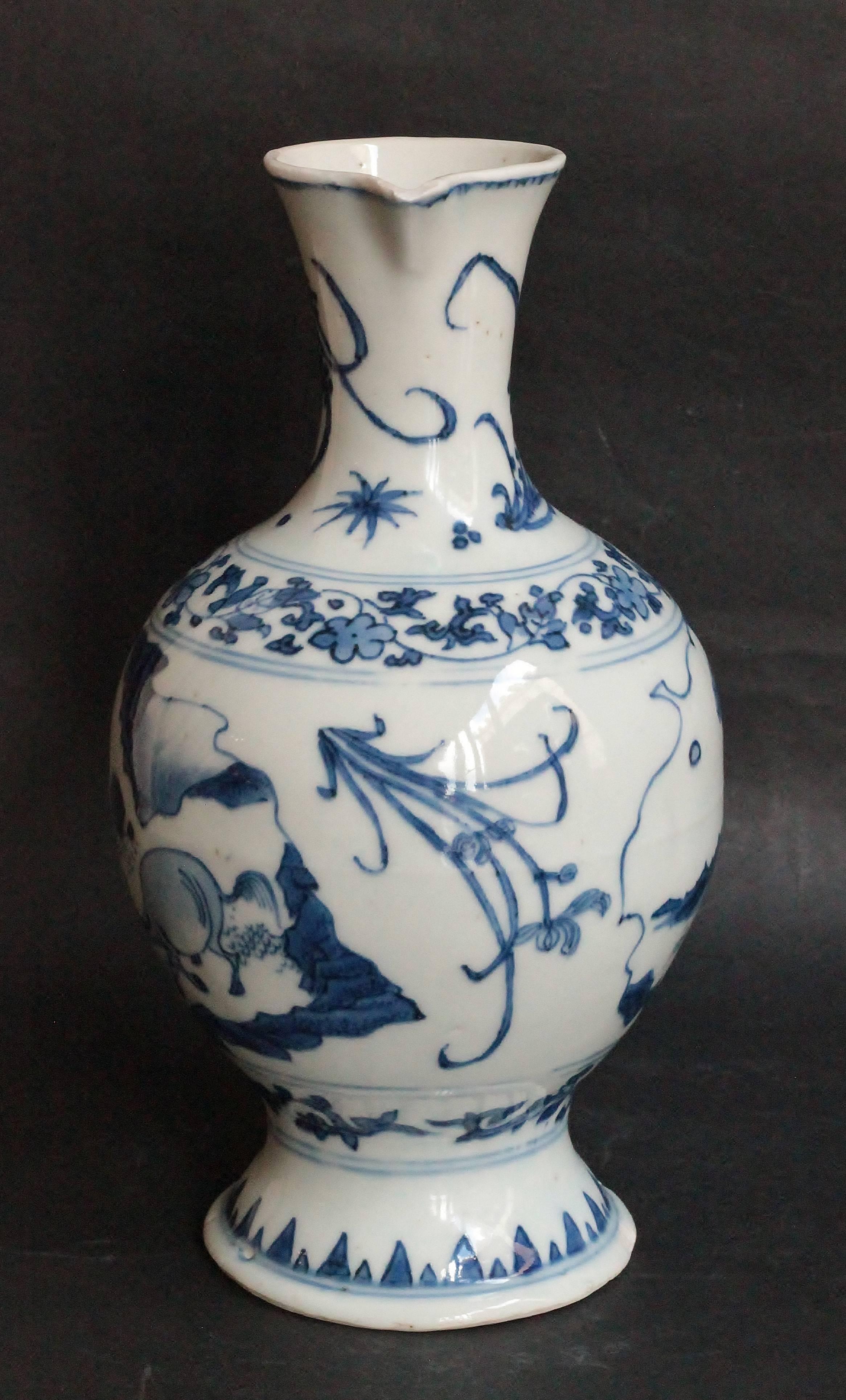 18th Century and Earlier Chinese Export Blue and White Jug, Transition Period, 17th Century For Sale